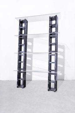 Estantería de bloques de hormigón de 4 niveles, negra