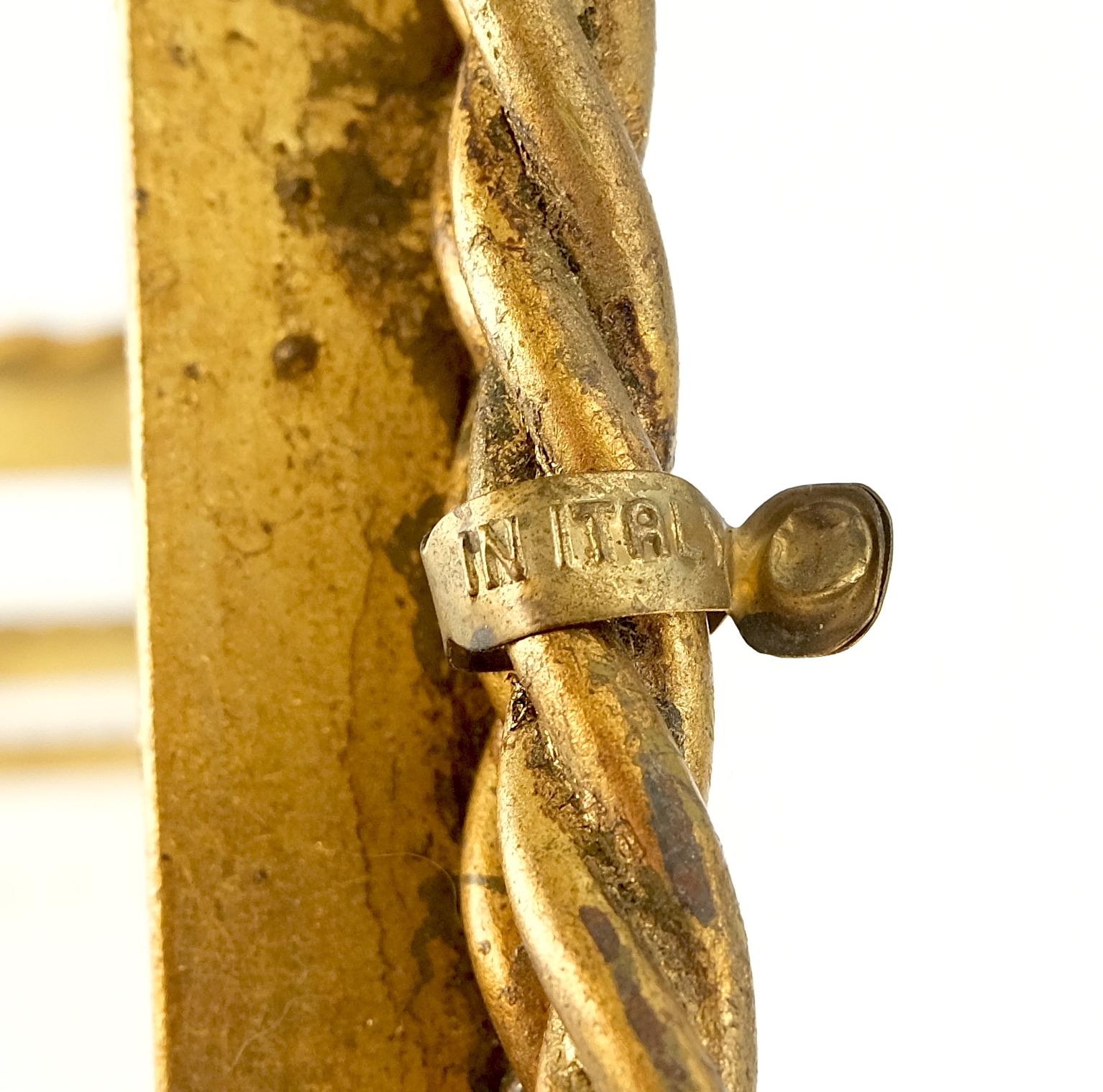 Étagère décorative italienne à 4 niveaux en métal doré « corde torsadée » et menthe ! en vente 5