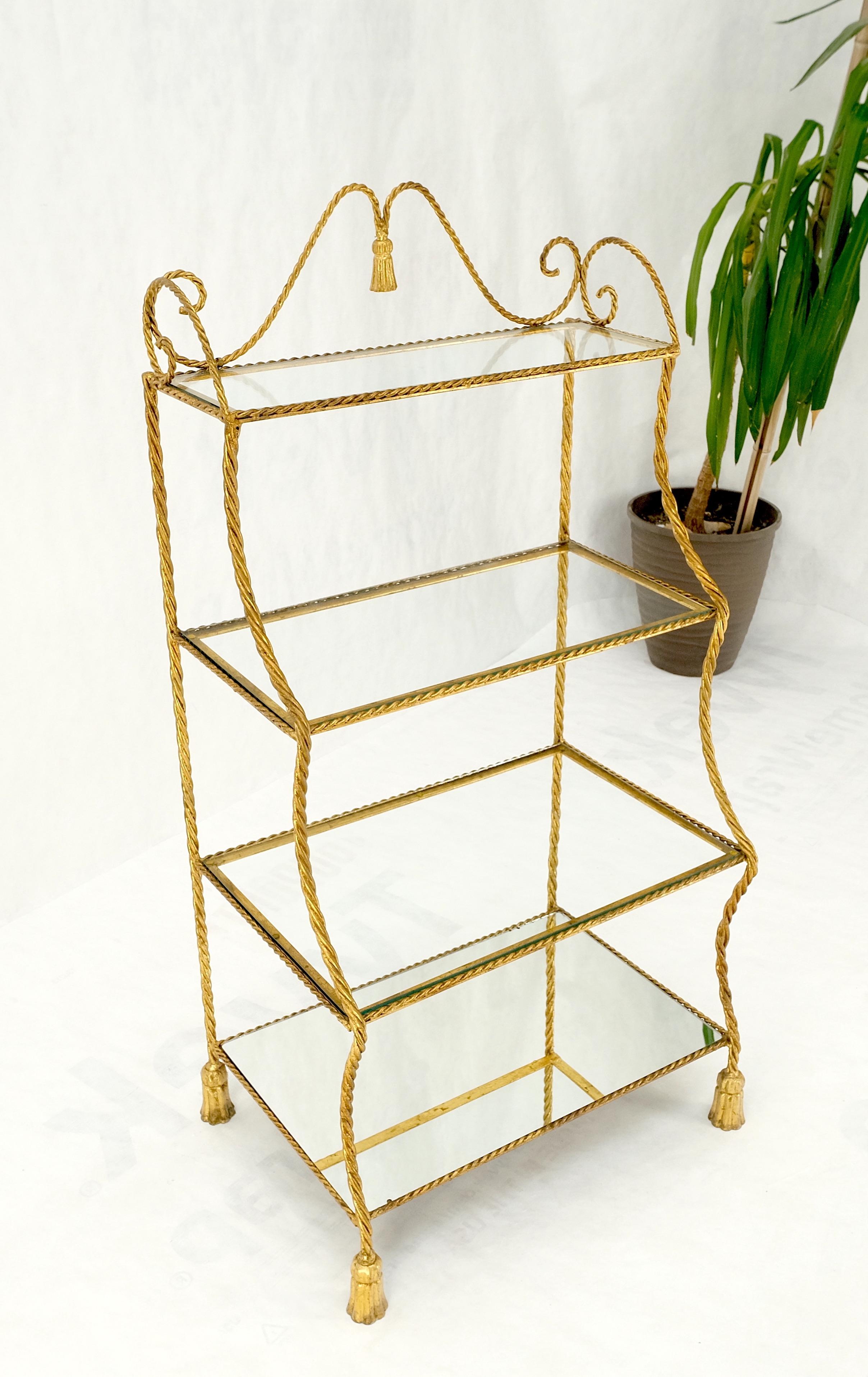 4stufiges italienisches „Twisted Rope“-Etagere-Dekoregal aus vergoldetem Metall in Mint! im Angebot 5