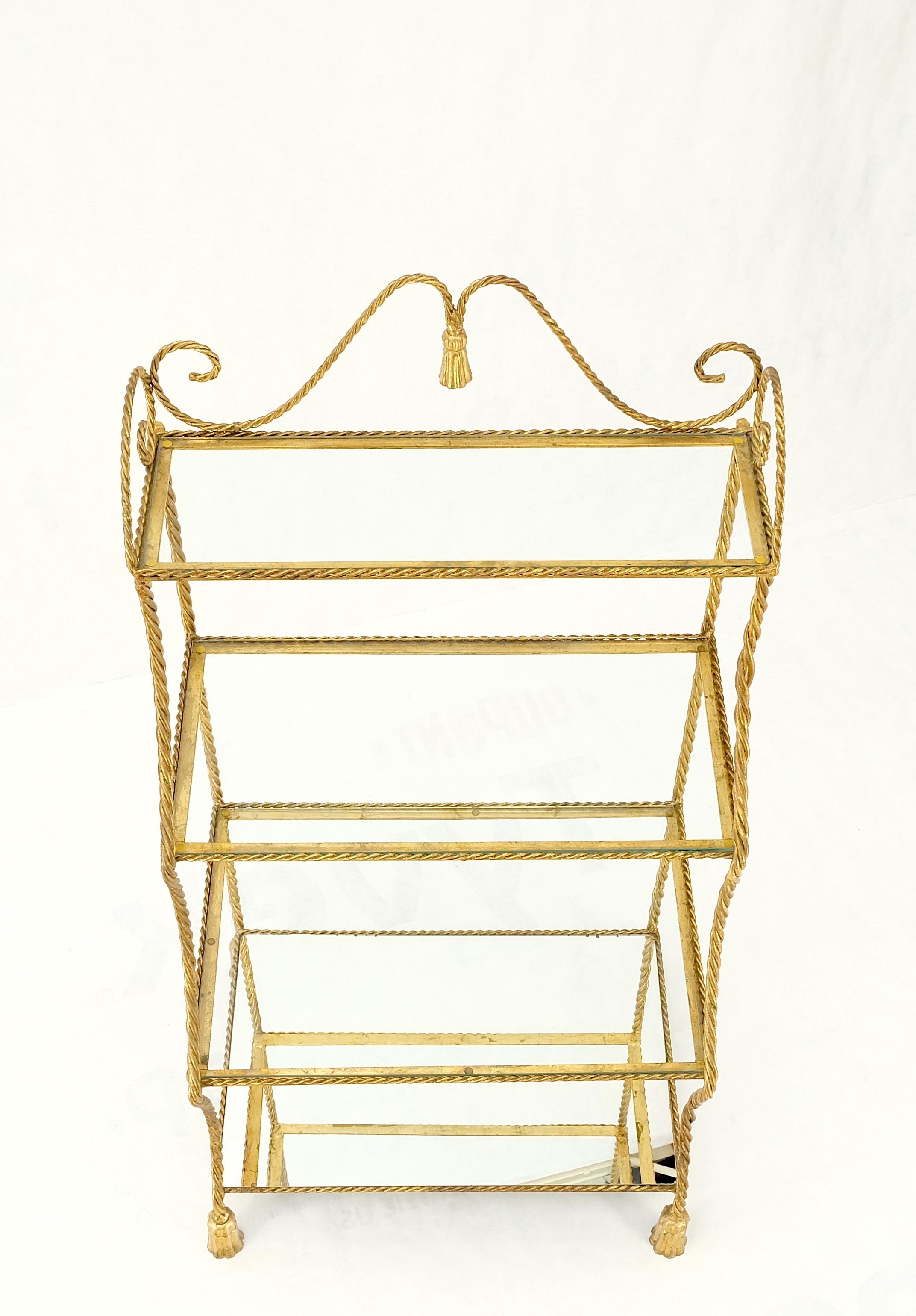 Étagère décorative italienne à 4 niveaux en métal doré « corde torsadée » et menthe ! en vente 8