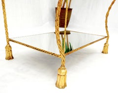 4 Tier Italian "Twisted Rope" Gilt Metal Step Etagere Decorative Shelf Mint!