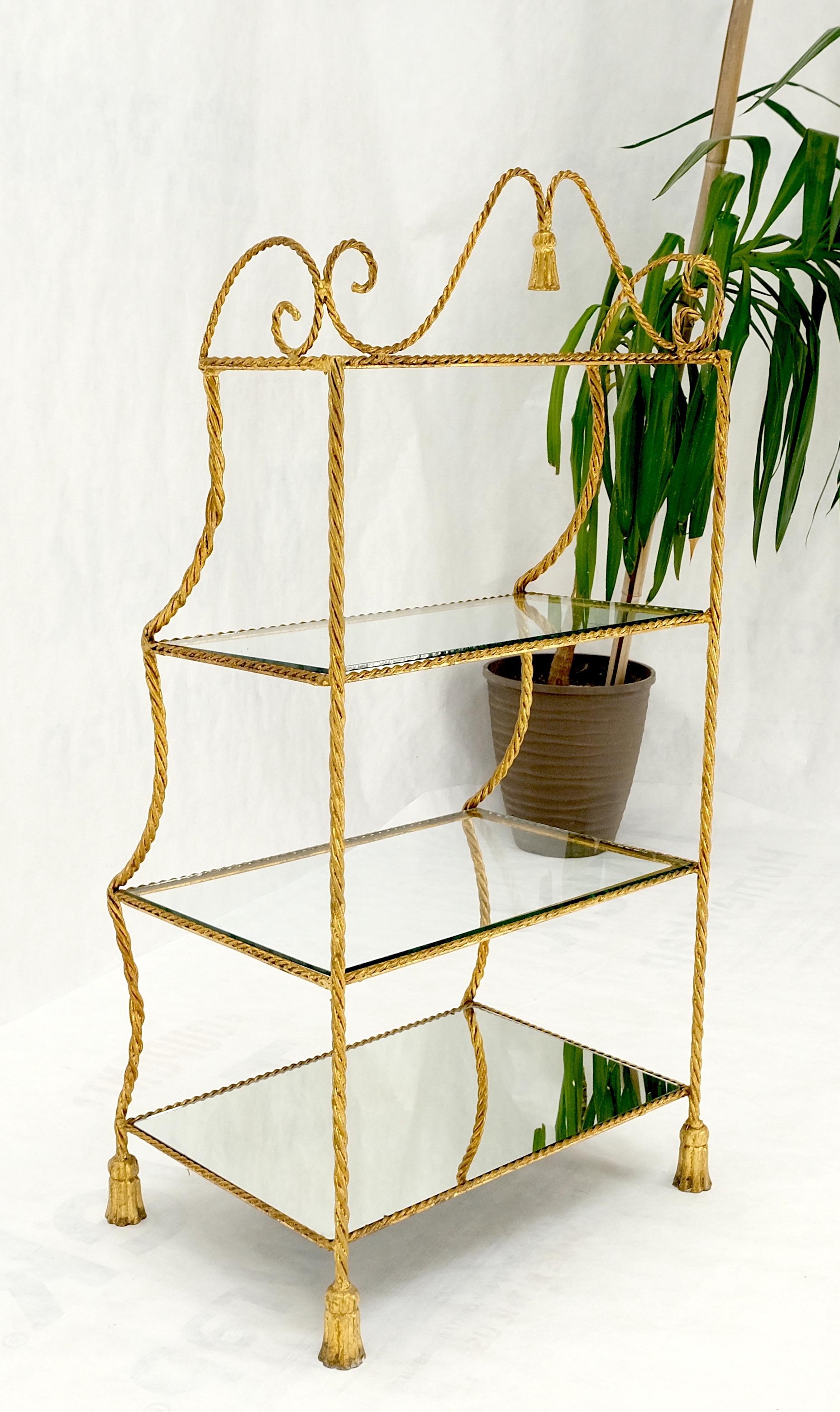 Étagère décorative italienne à 4 niveaux en métal doré « corde torsadée » et menthe ! en vente 13