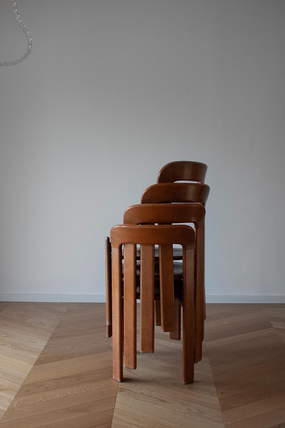 6 Vintage Bruno Rey Dining Chairs in Dark Wood Wood by Dietiker 2