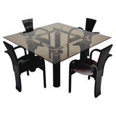 Used 4 Totem dining chairs by Torstein Nilsen for Westnofa, Italian design table