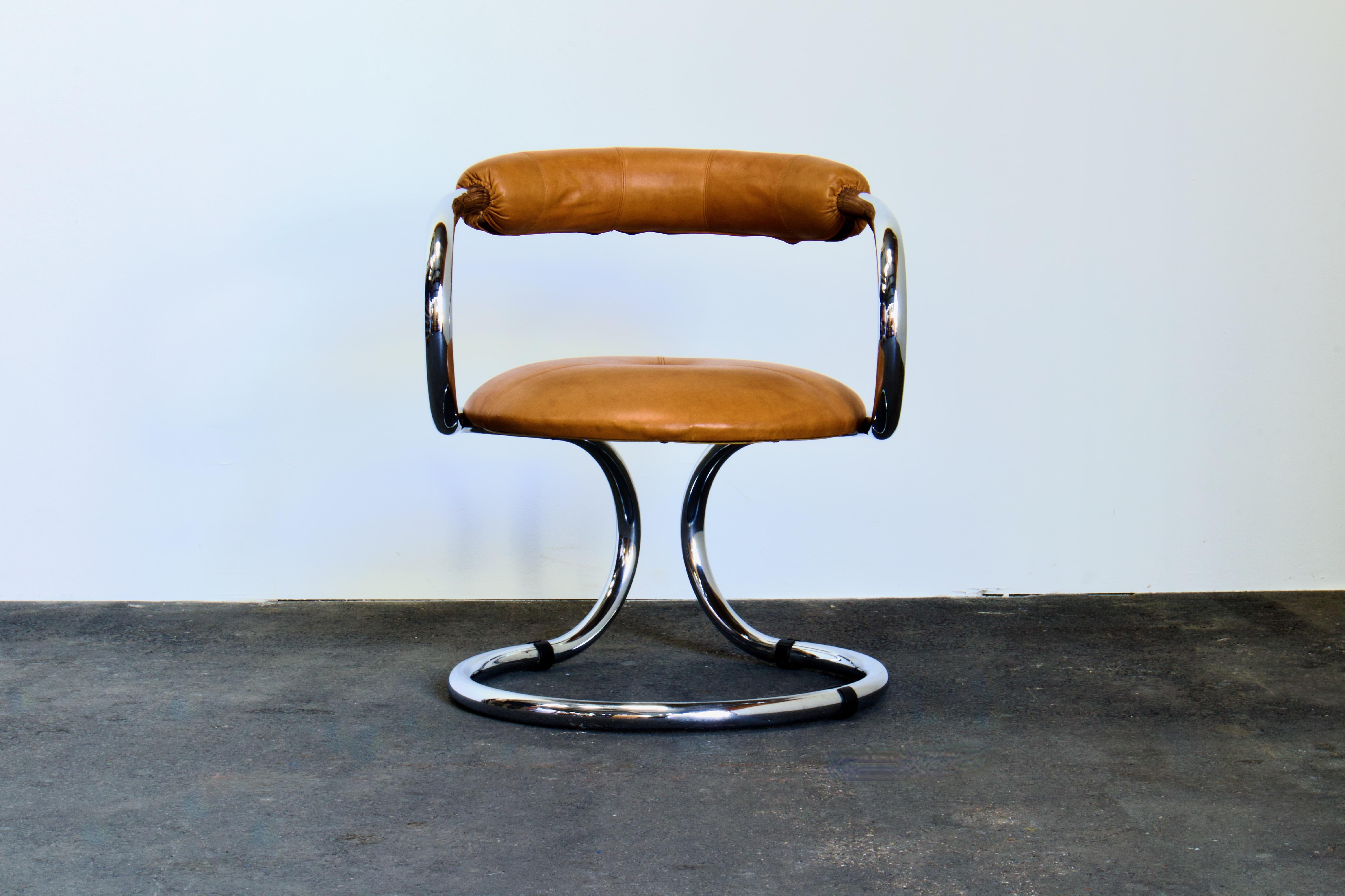 Mid-Century Modern 4 chaises chromées Tubolare de Rudi Bonzanini pour Tecnosalotto, Italie