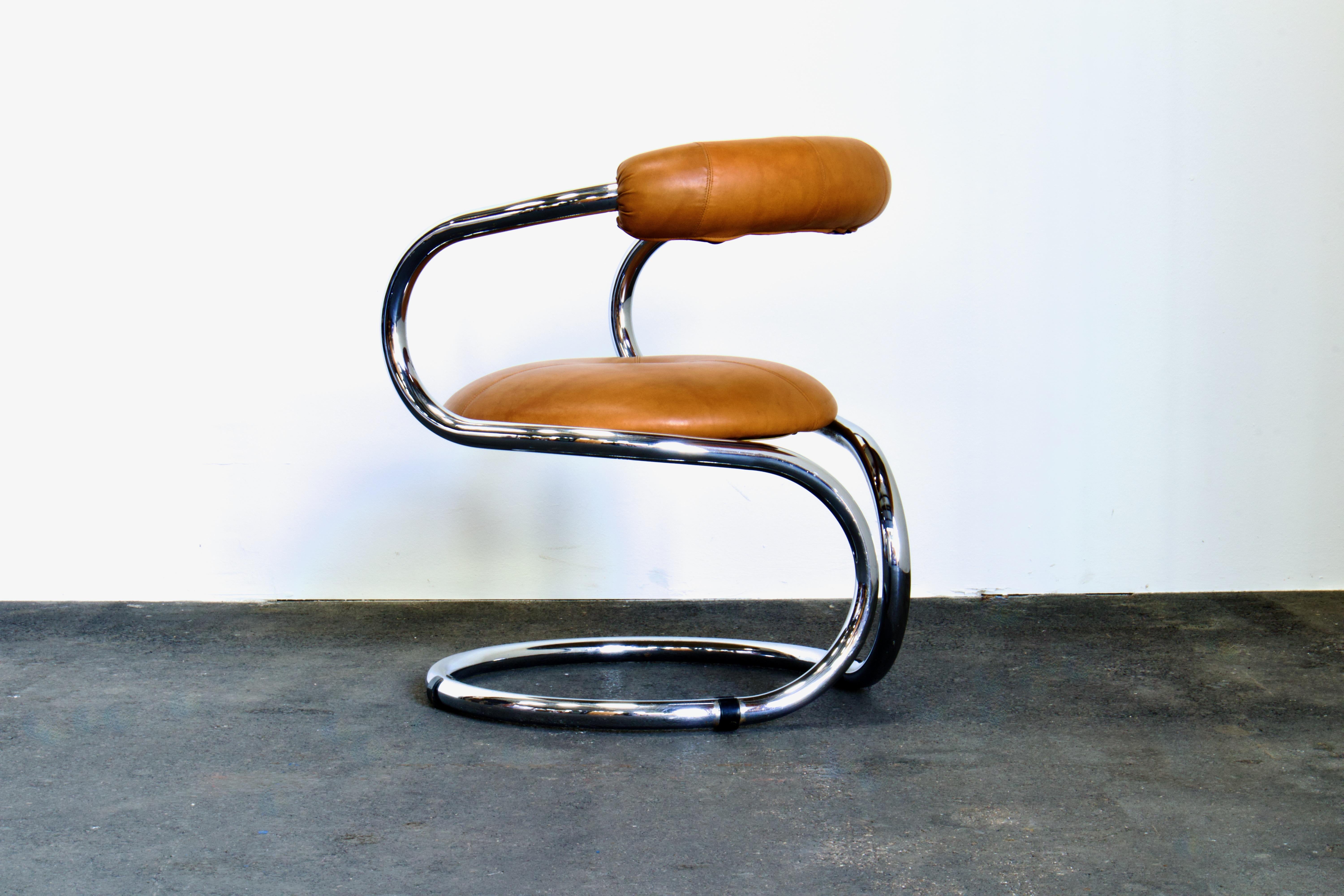 Fin du 20e siècle 4 chaises chromées Tubolare de Rudi Bonzanini pour Tecnosalotto, Italie
