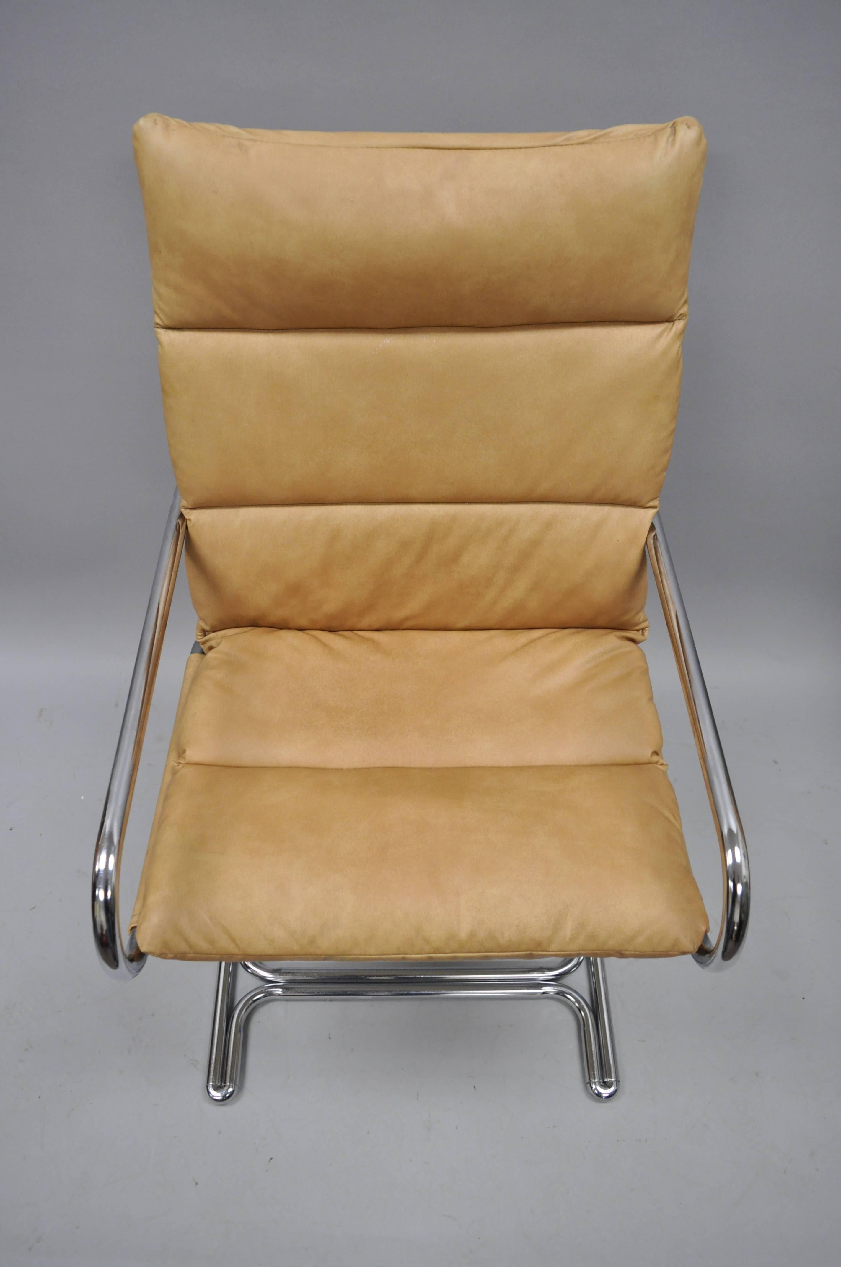 Four Tubular Chrome Cantilever Style Arm Chairs by Cosco Inc after Milo Baughman 2