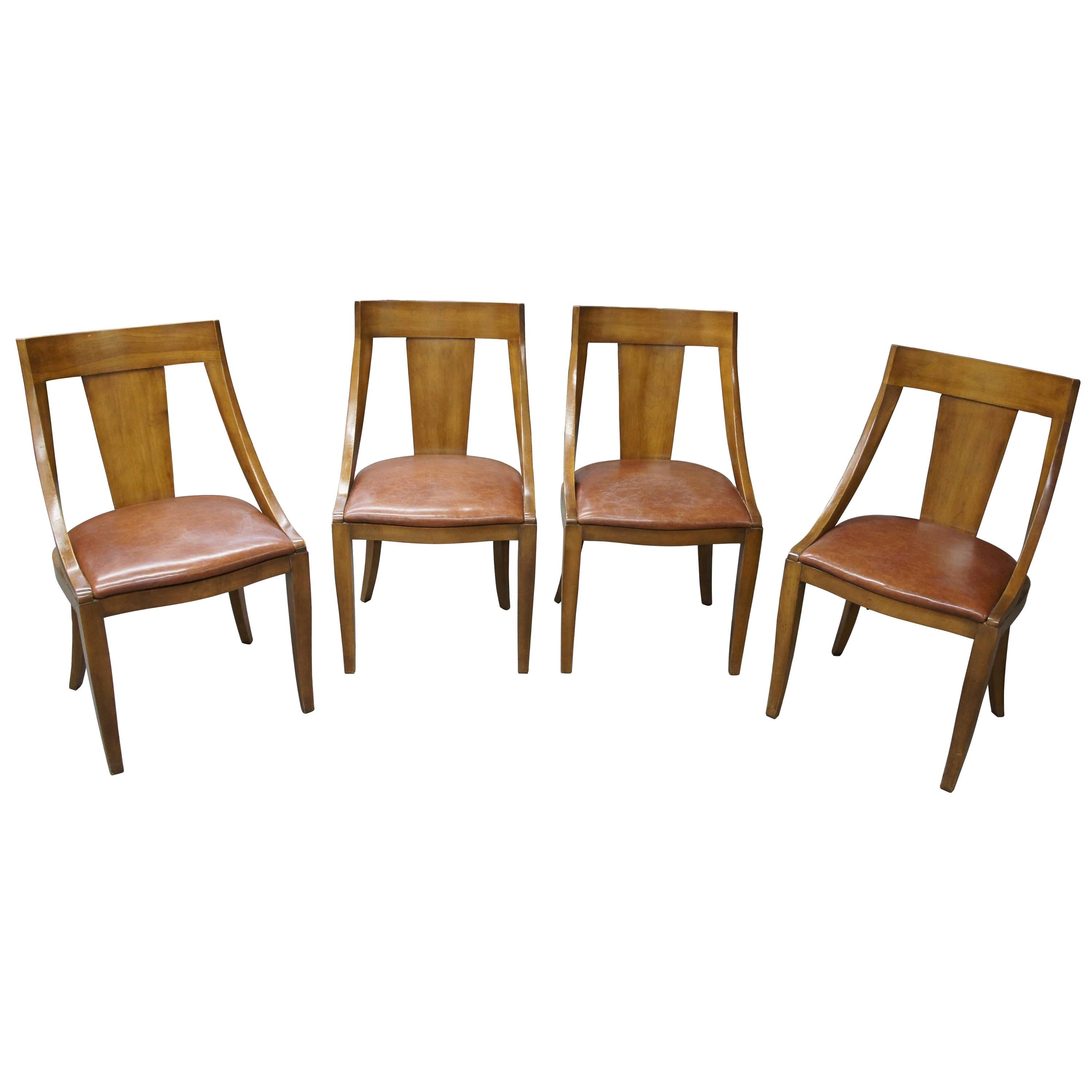 4 Union National Midcentury Parma Fruitwood Italian Provincial Chairs French Em