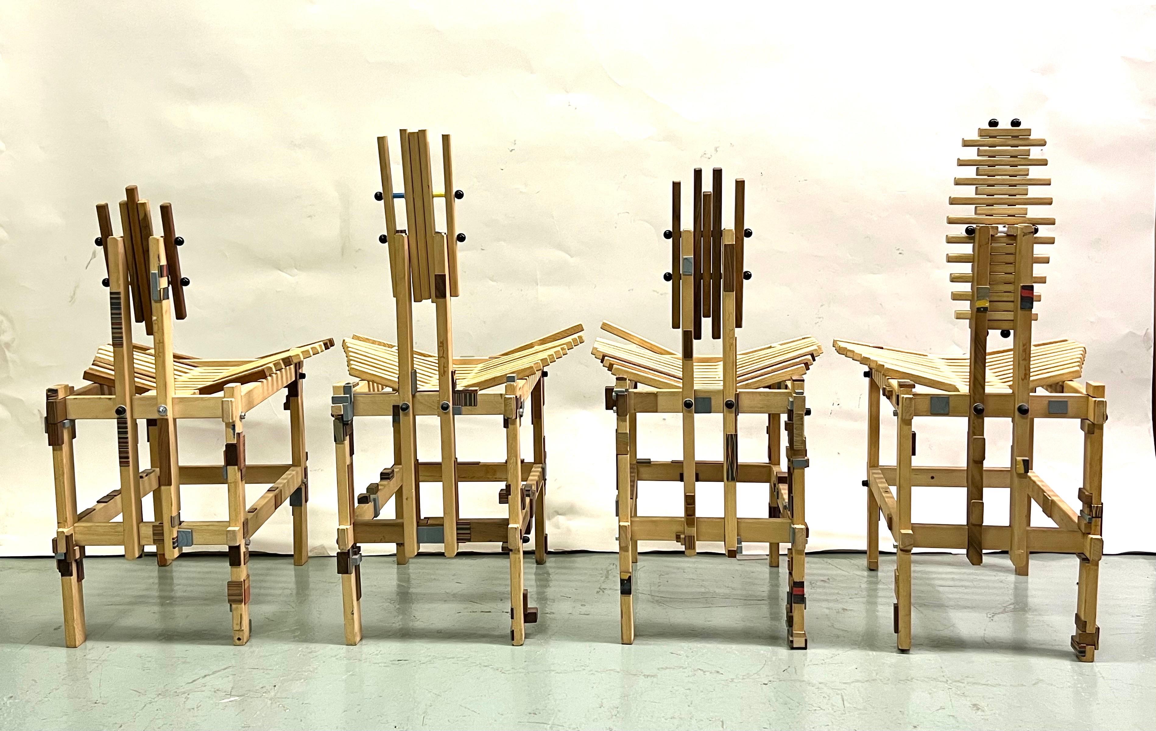Hand-Carved 4 Unique Italian Artist Made Chairs, Campana Brothers For Sale