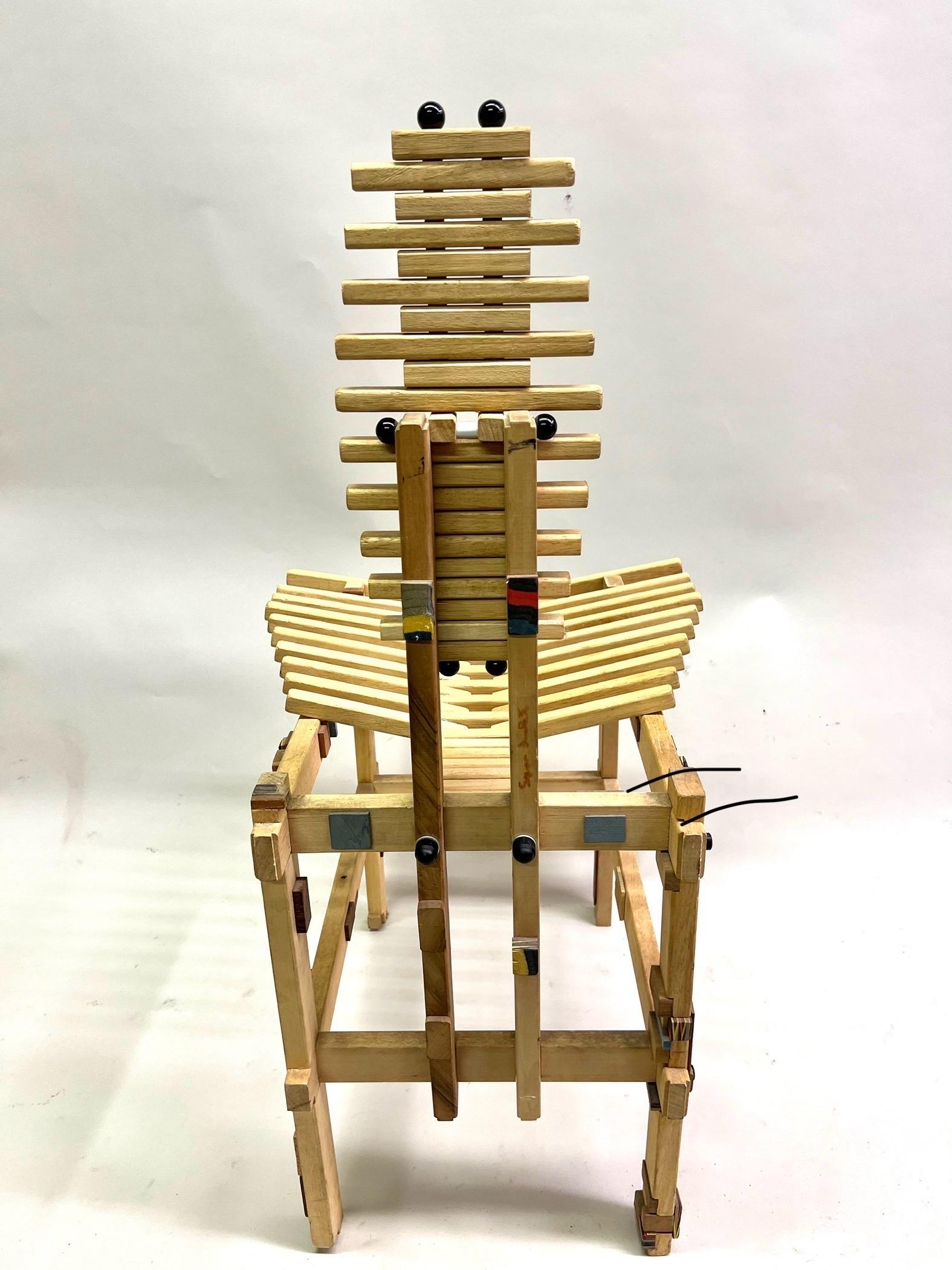 Hardwood 4 Unique Italian Artist Made Chairs, Campana Brothers For Sale