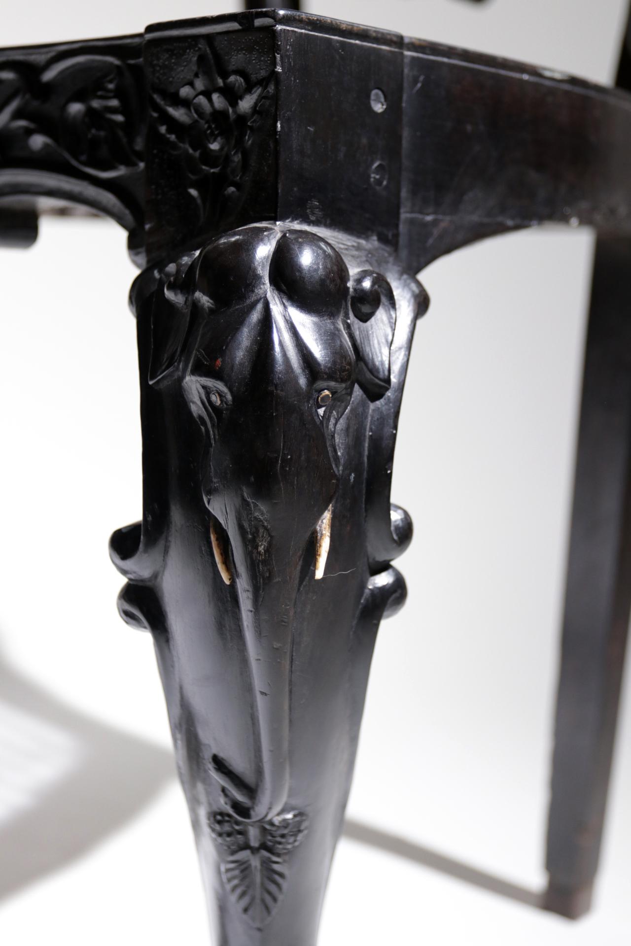 Mid-19th Century 4 Unique Rococo Revival Solid Ebony Anglo-Indian / Ceylon Chairs For Sale