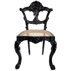 Antique 4 Unique Rococo Revival Solid Ebony Anglo-Indian / Ceylon Chairs