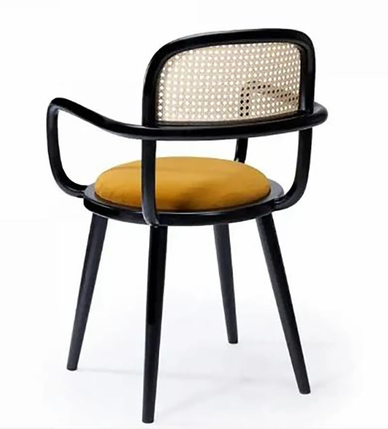 Portuguese 4 units Luc Counter Chair + 1 unit Luc Chair Black structure, Brass and COM/COL