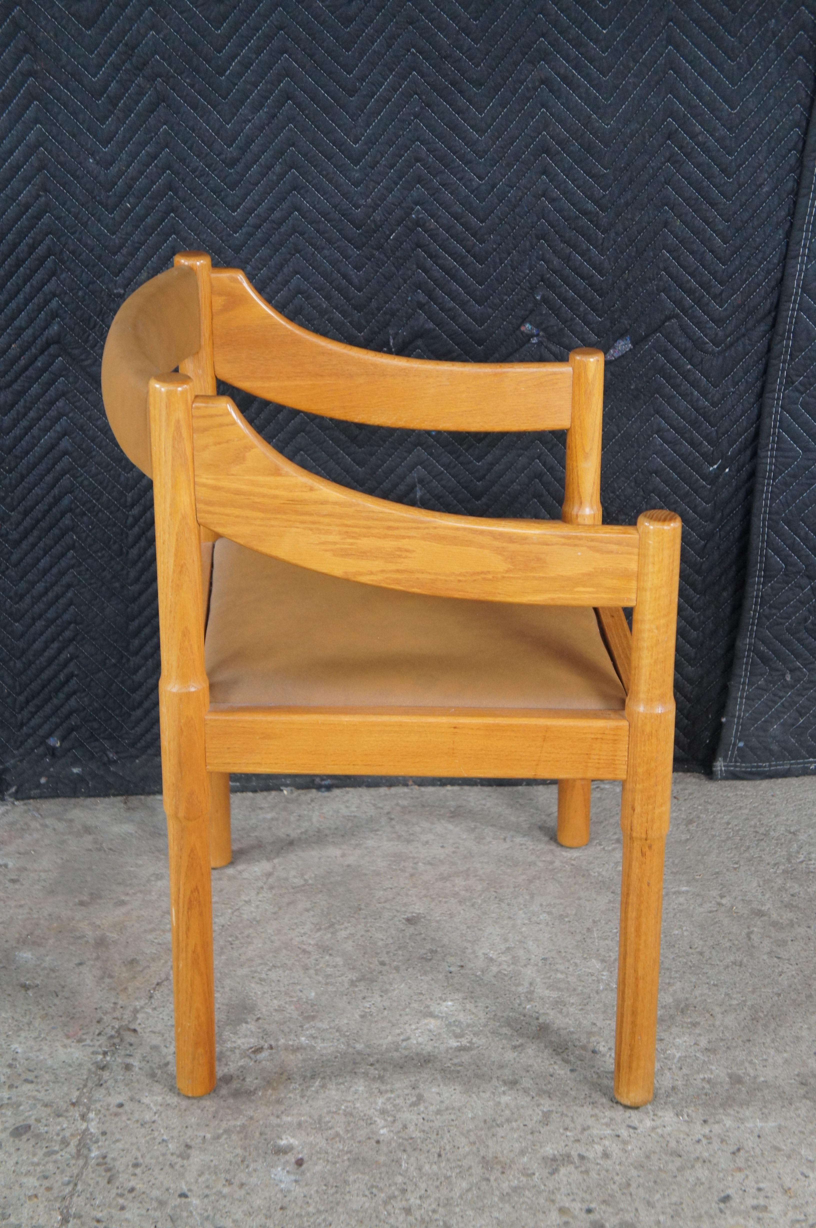 4 Vico Magistretti Italienisch Mitte des Jahrhunderts Modern Carimate Dining Sessel Leder im Angebot 5