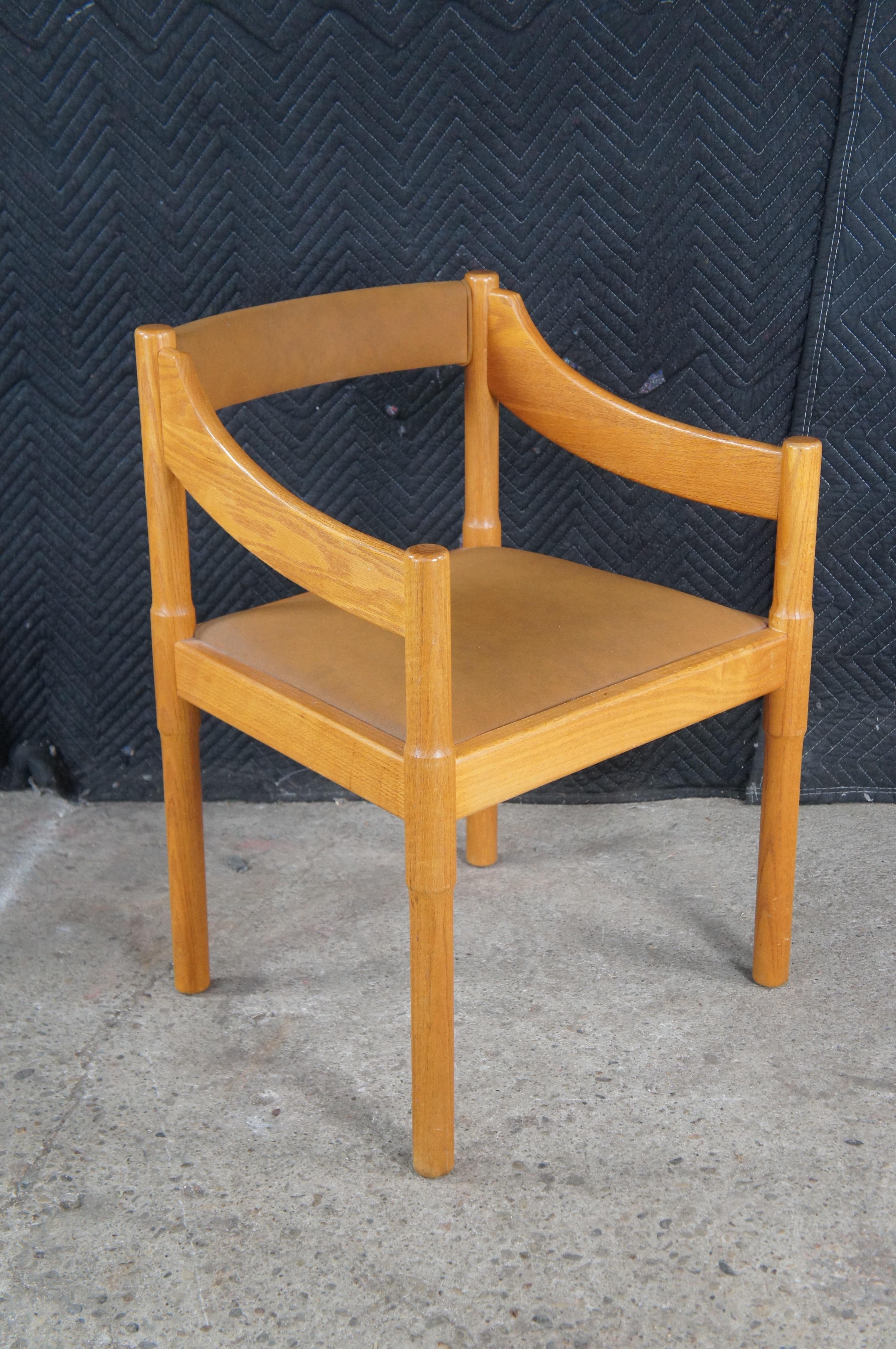 4 Vico Magistretti Italienisch Mitte des Jahrhunderts Modern Carimate Dining Sessel Leder im Angebot 6