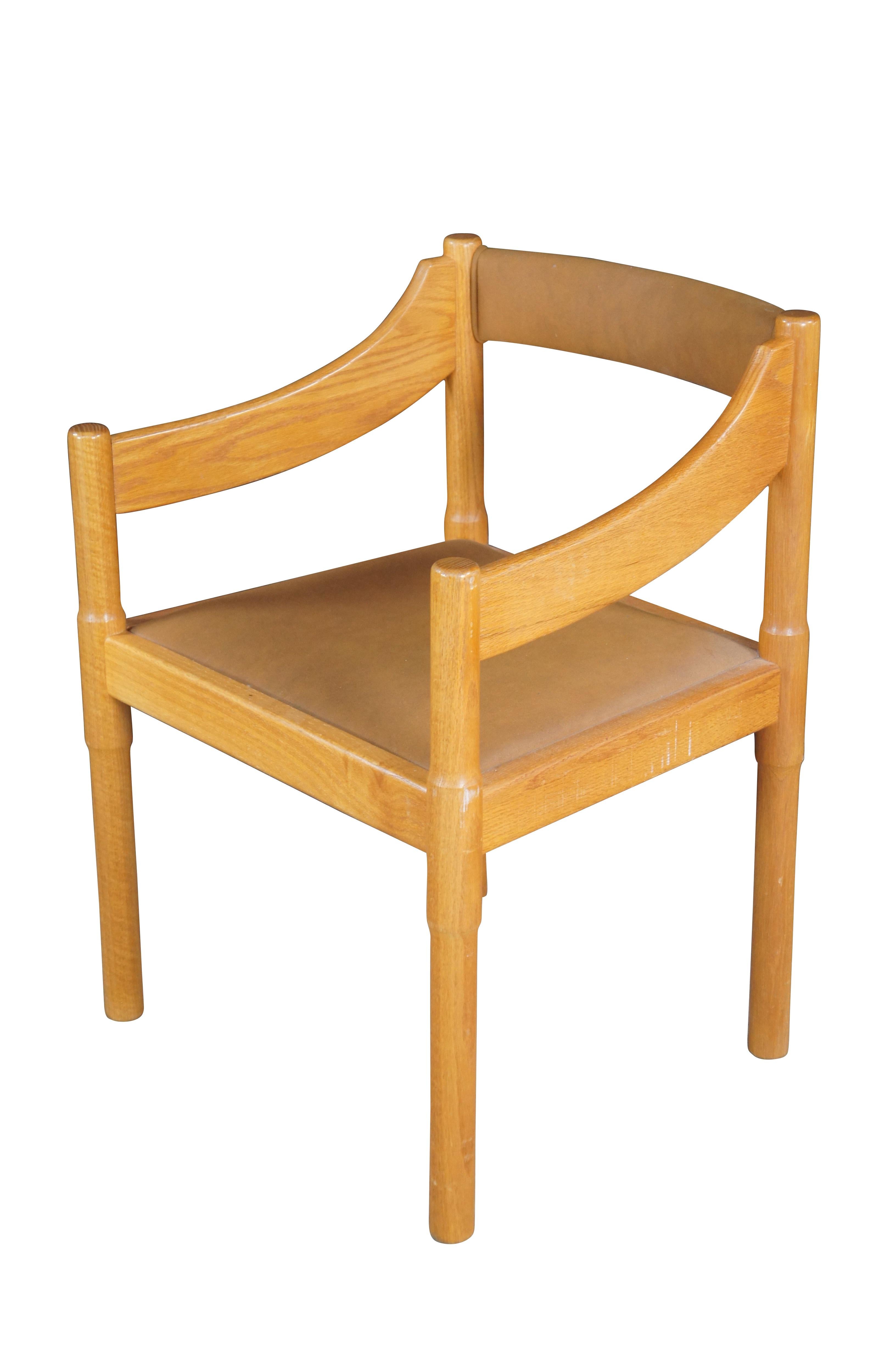 4 Vico Magistretti Italienisch Mitte des Jahrhunderts Modern Carimate Dining Sessel Leder (Moderne der Mitte des Jahrhunderts) im Angebot