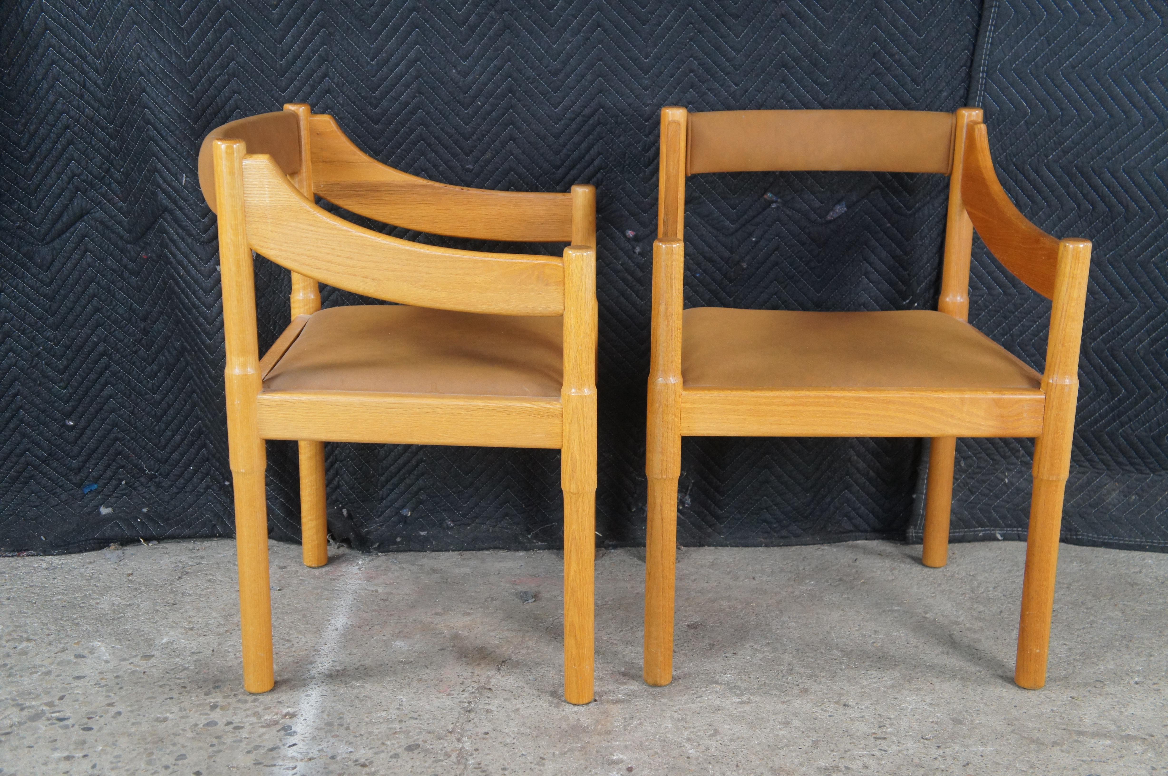 4 Vico Magistretti Italienisch Mitte des Jahrhunderts Modern Carimate Dining Sessel Leder (20. Jahrhundert) im Angebot