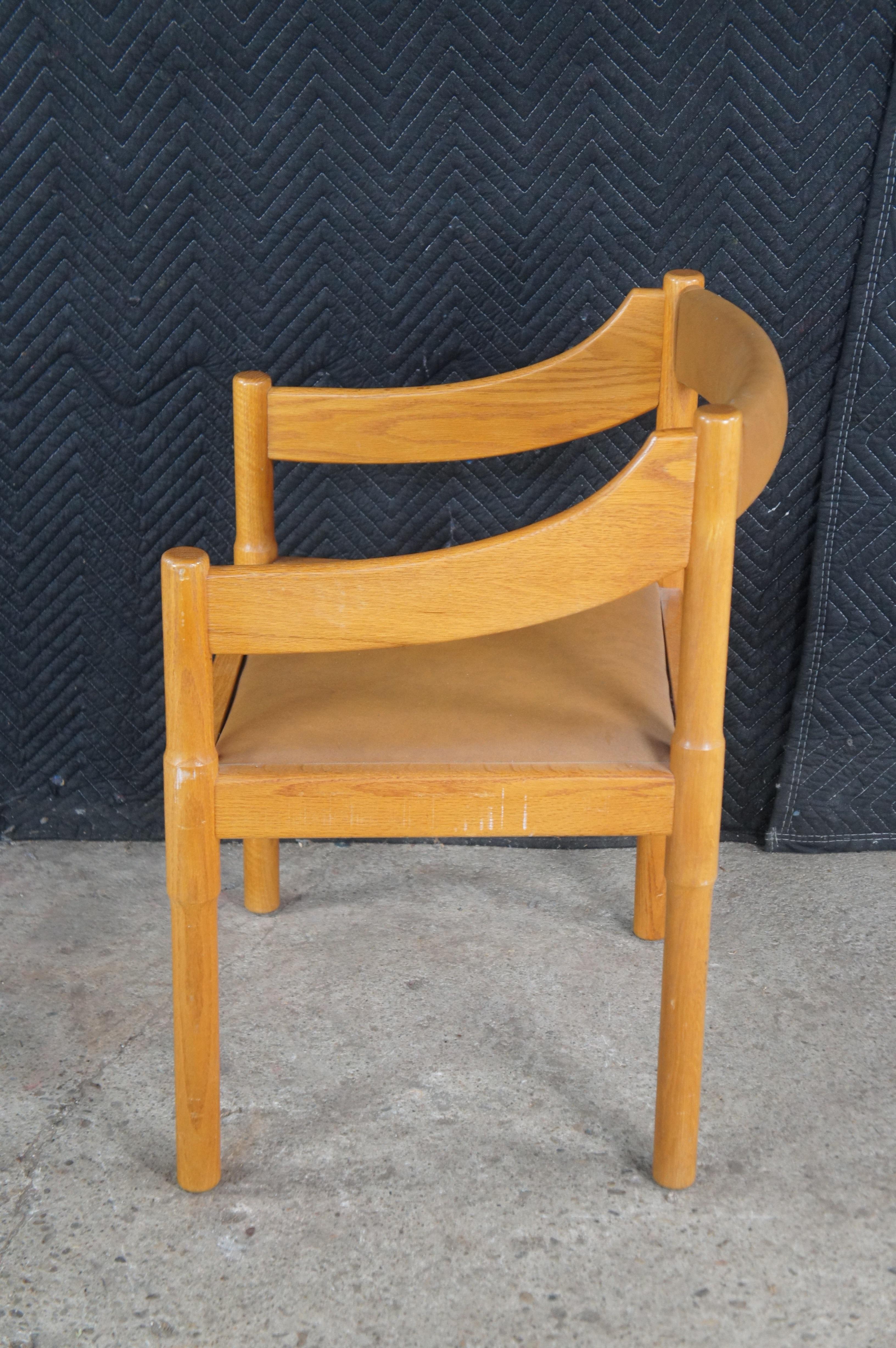 4 Vico Magistretti Italienisch Mitte des Jahrhunderts Modern Carimate Dining Sessel Leder im Angebot 1