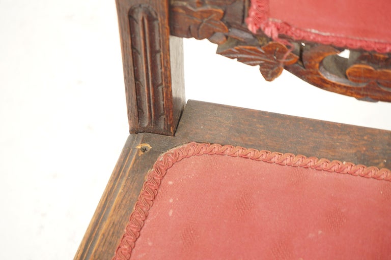 4 Victorian Carved Oak Carolean Style Dining Chairs, Scotland 1890 ...