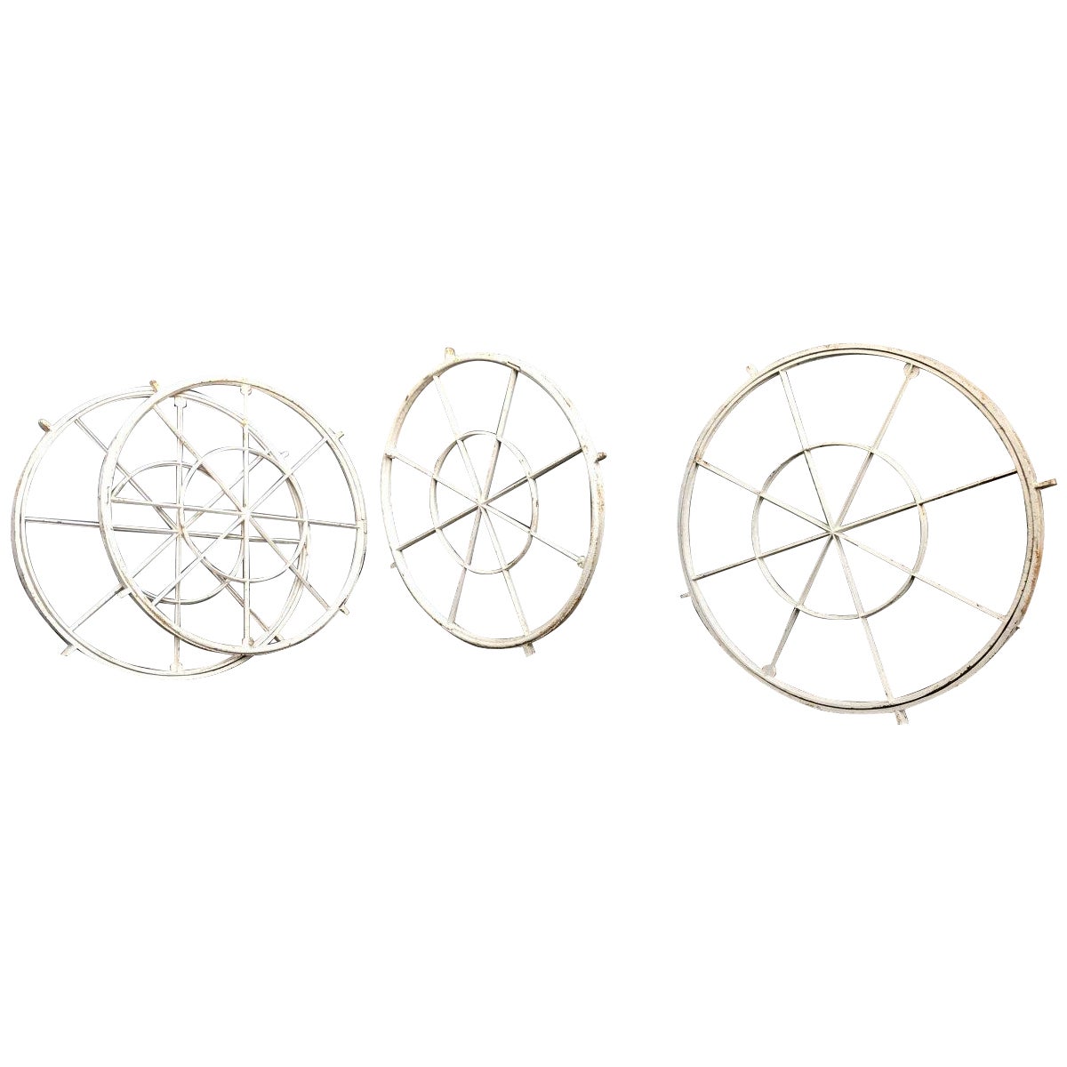 4 Victorian Cast Iron Circular Swivel Windows with Segmented Triangular Design