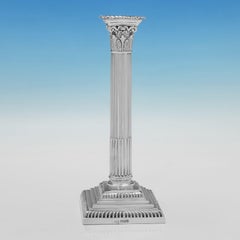 4 Victorian sterling silver Corinthian column candlesticks by Mappin & Webb 1894