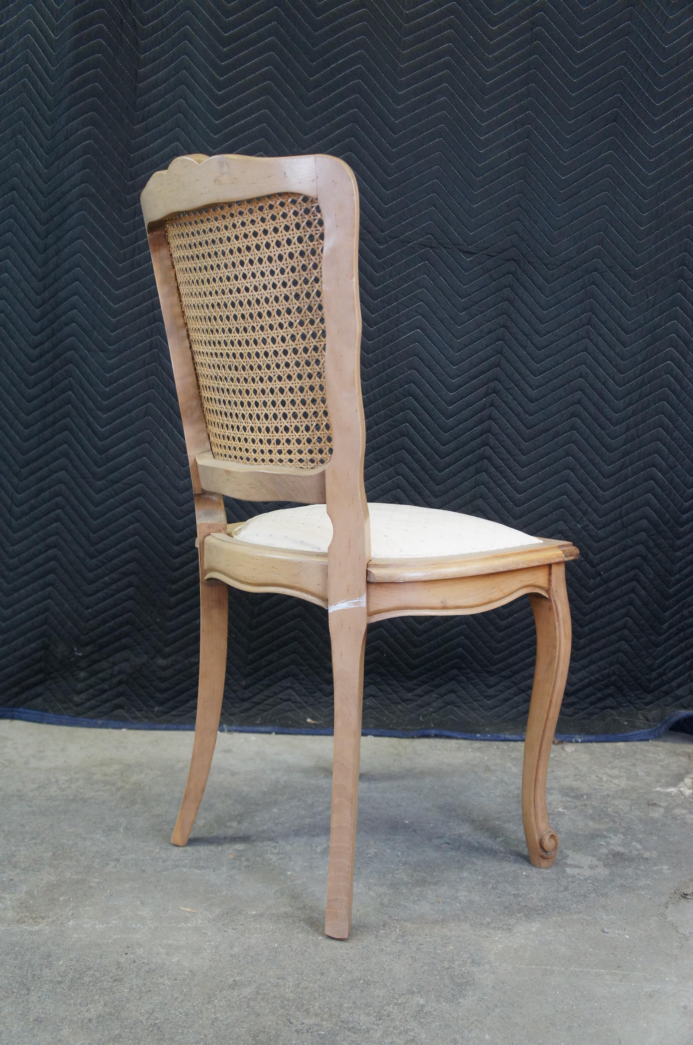 4 Vintage 1980s Tricoire Louis XV Country French Walnut Cane Dining Side Chairs For Sale 5