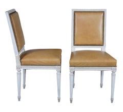 4 Vintage Baker French Louis XVI Leather Dining Side Chairs Provincial Nailhead