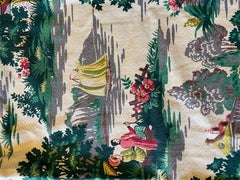 4 Vintage Barkcloth Custom Curtain Panels with Drapery Hooks