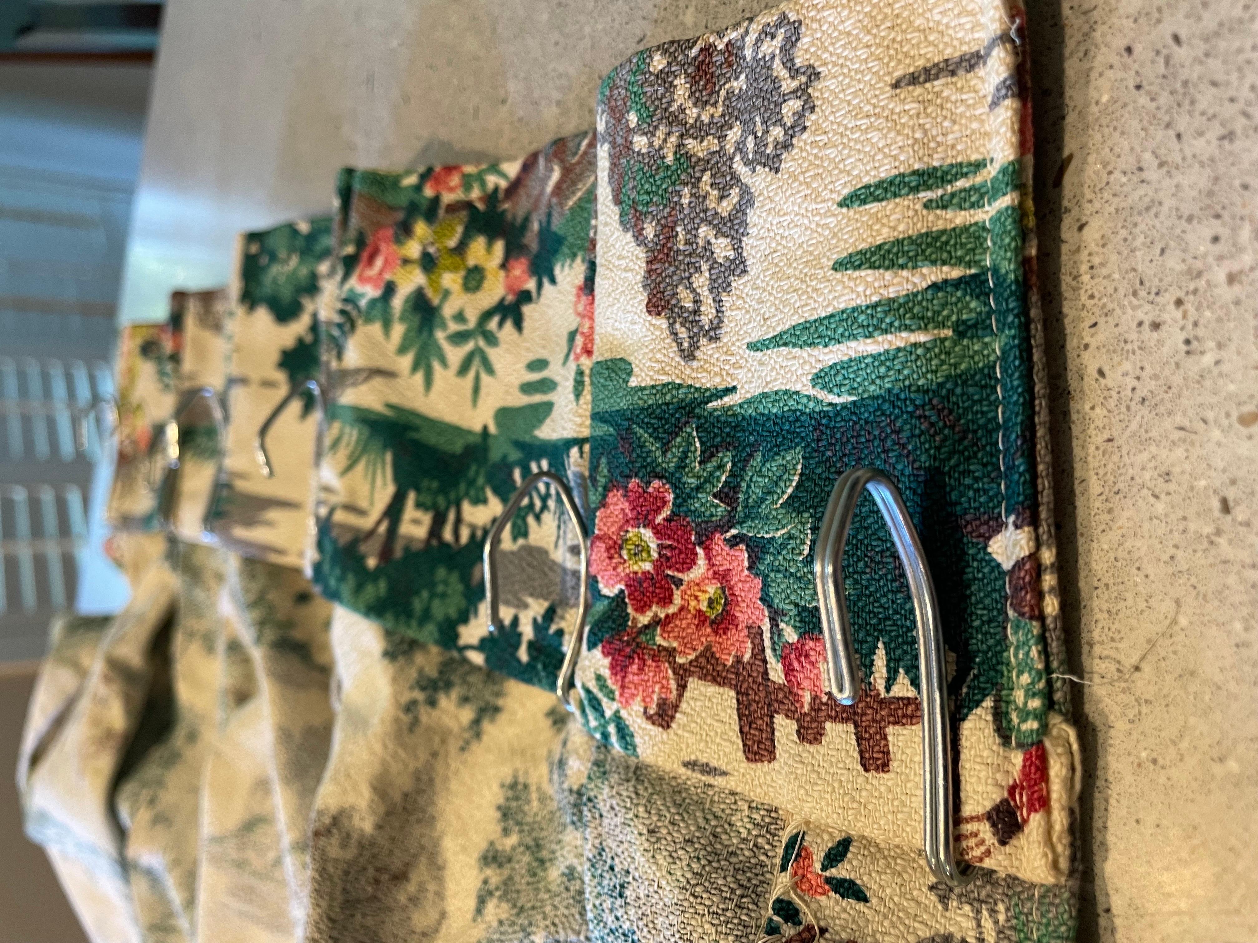 Textile 4 Vintage Barkcloth Custom Curtain Panels with Drapery Hooks