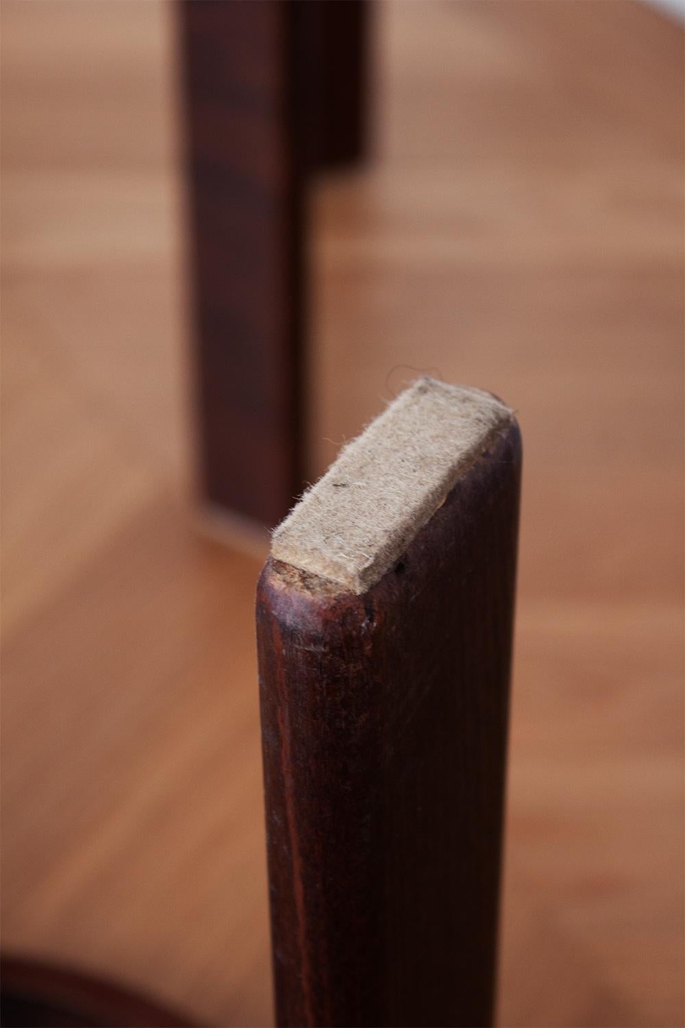 4 tabourets vintage à 3 pieds Bruno Rey en bois foncé et cuir par Dietiker en vente 6