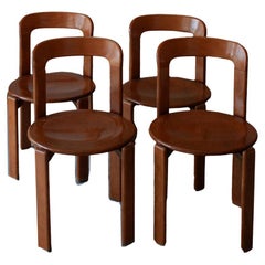 4 Vintage Bruno Rey Dining Chairs in Dark Wood Wood by Dietiker