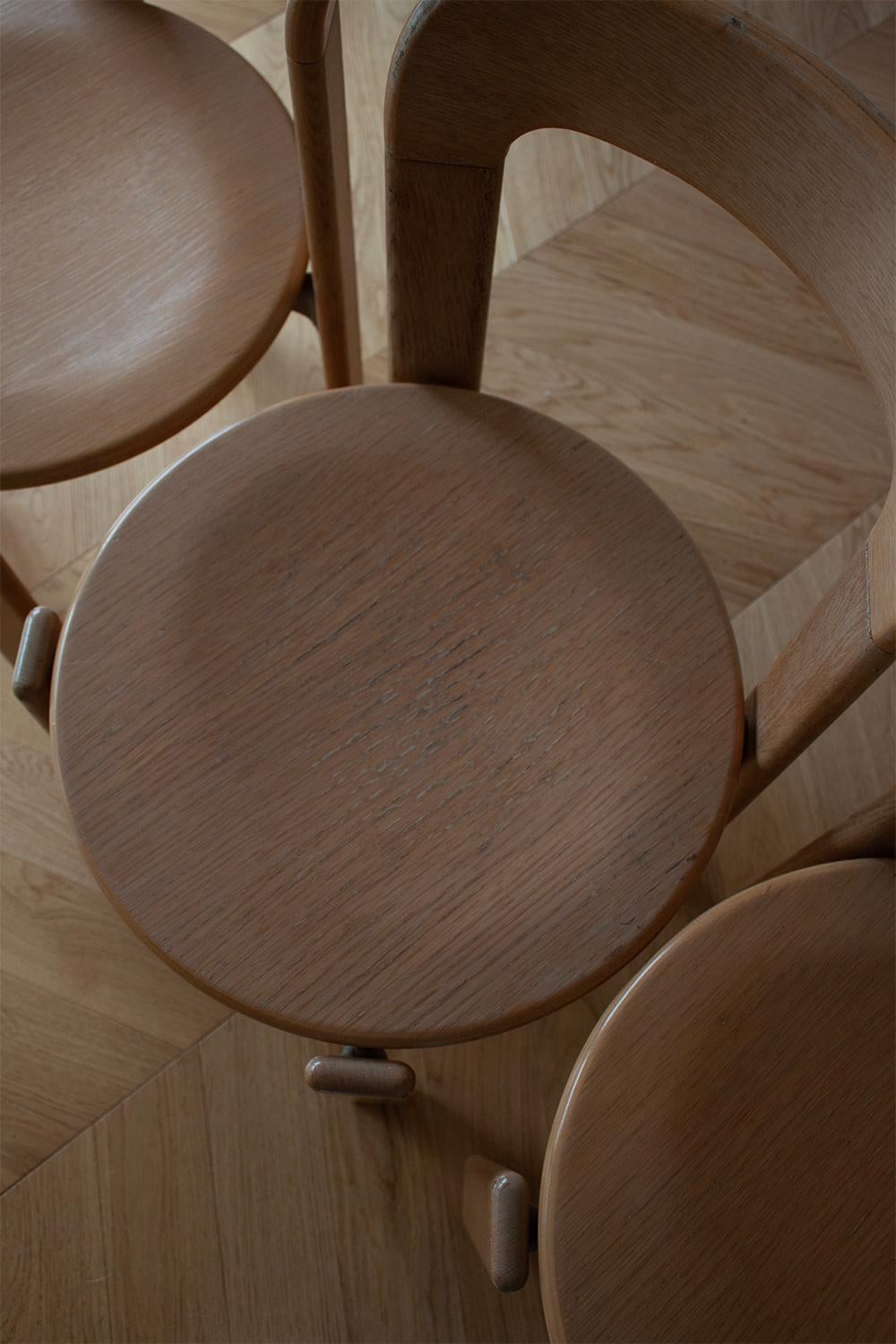 Machine-Made 4 Vintage Bruno Rey Dining Chairs in Light Wood by Dietiker