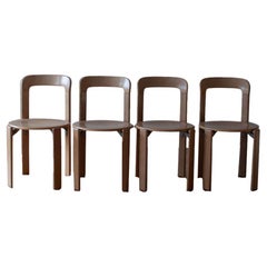 4 chaises de salle à manger vintage Bruno Rey en bois clair par Dietiker