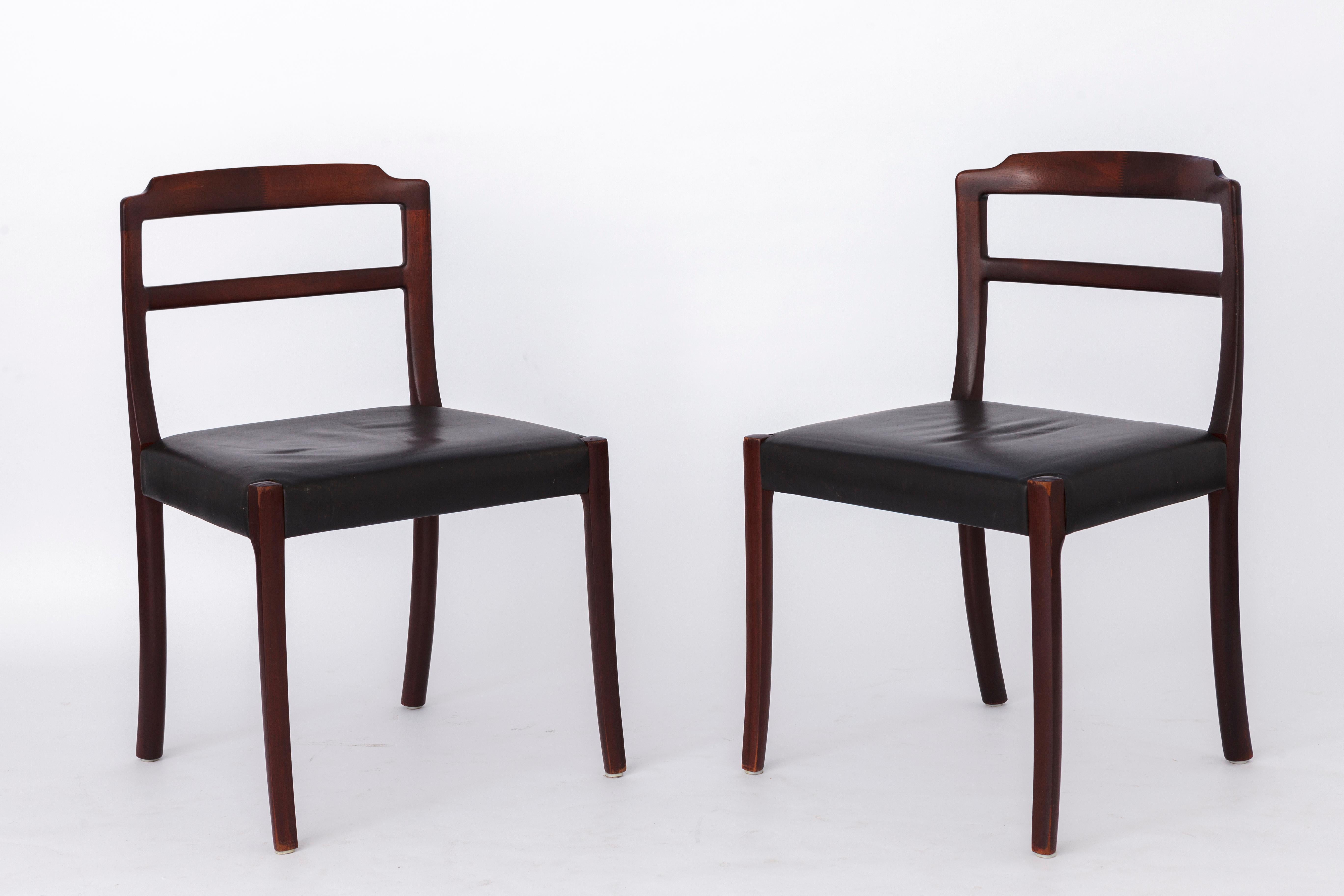 4 Vintage-Stühle von Ole Wanscher, 1960er Jahre, Rosenholz und Leder, Dänemark (Moderne der Mitte des Jahrhunderts) im Angebot