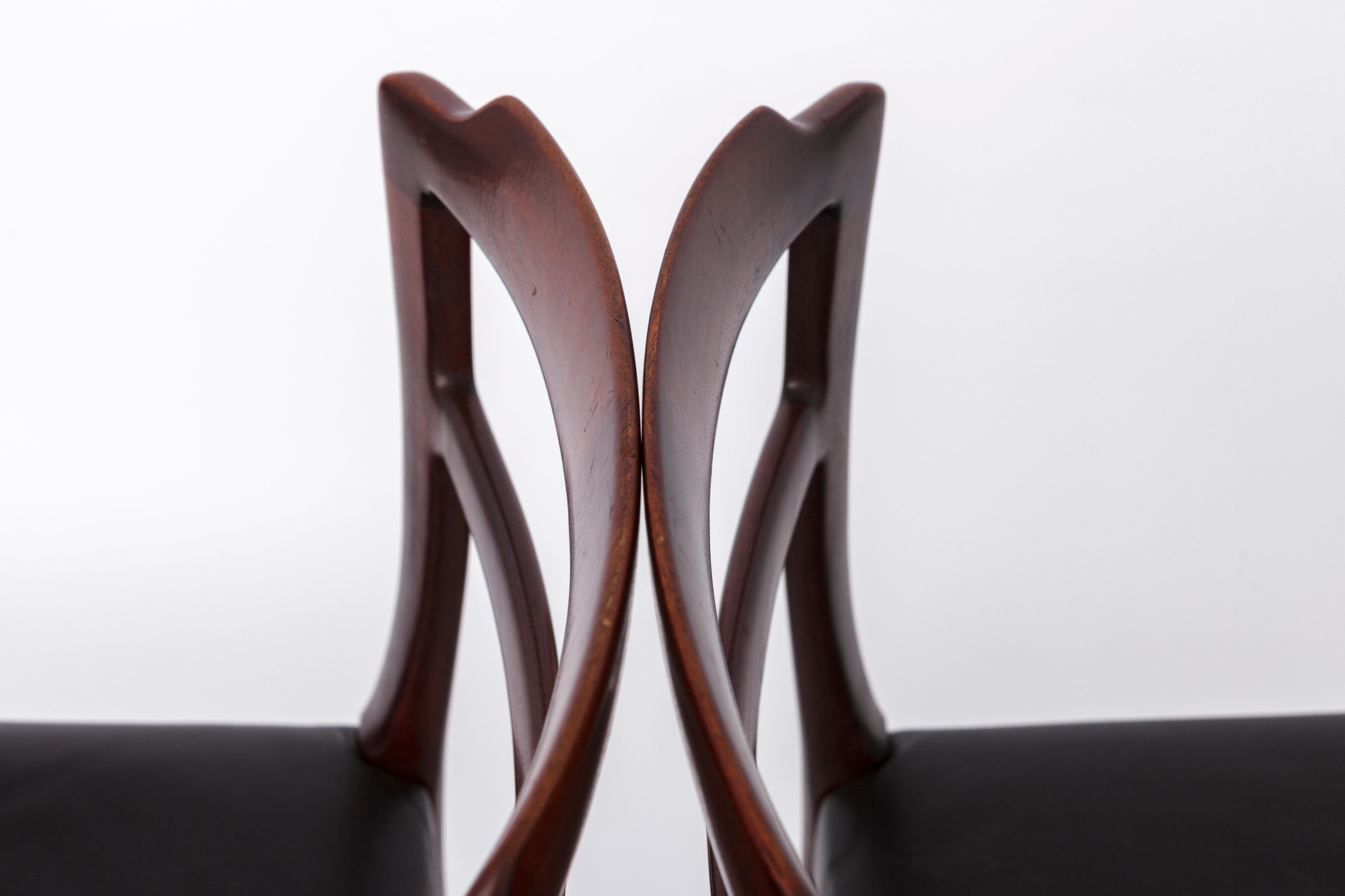 Polished 4 Vintage Chairs by Ole Wanscher, 1960s, Rosewood & Leather, Denmark For Sale