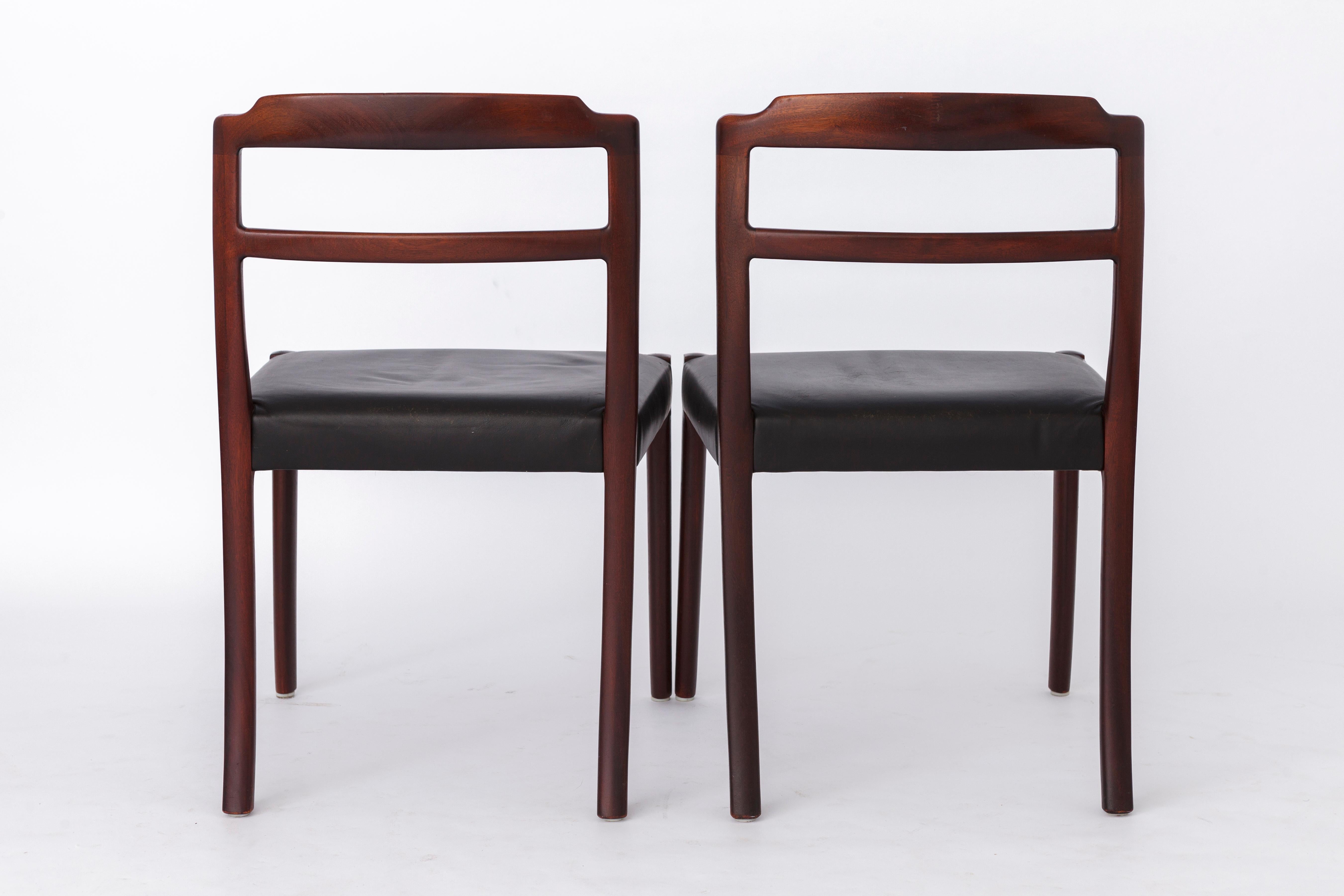 4 Vintage-Stühle von Ole Wanscher, 1960er Jahre, Rosenholz und Leder, Dänemark im Zustand „Gut“ im Angebot in Hannover, DE