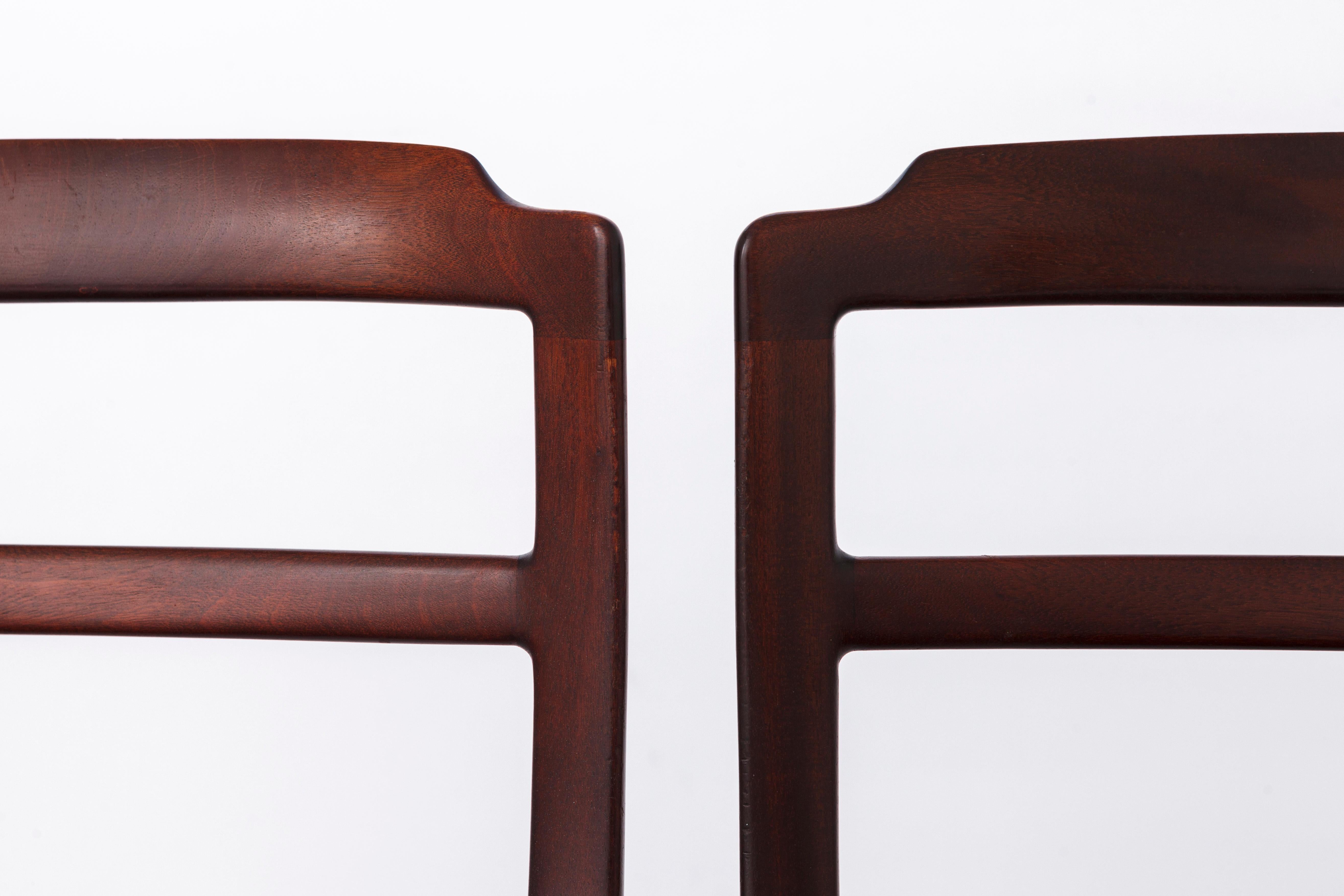 4 Vintage-Stühle von Ole Wanscher, 1960er Jahre, Rosenholz und Leder, Dänemark (Mitte des 20. Jahrhunderts) im Angebot