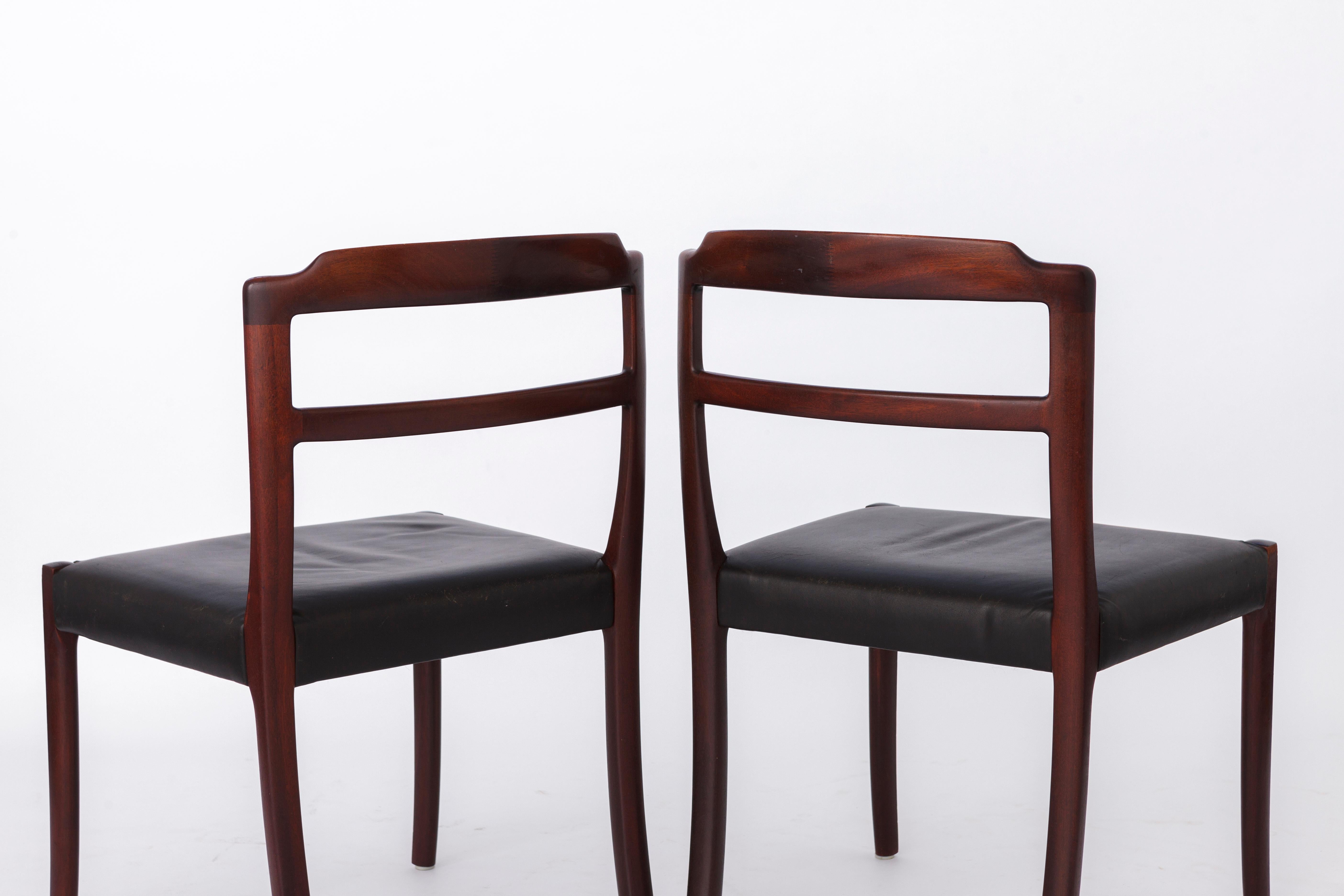 4 Vintage Chairs by Ole Wanscher, 1960s, Rosewood & Leather, Denmark For Sale 1