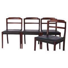 4 Vintage-Stühle von Ole Wanscher, 1960er Jahre, Rosenholz und Leder, Dänemark