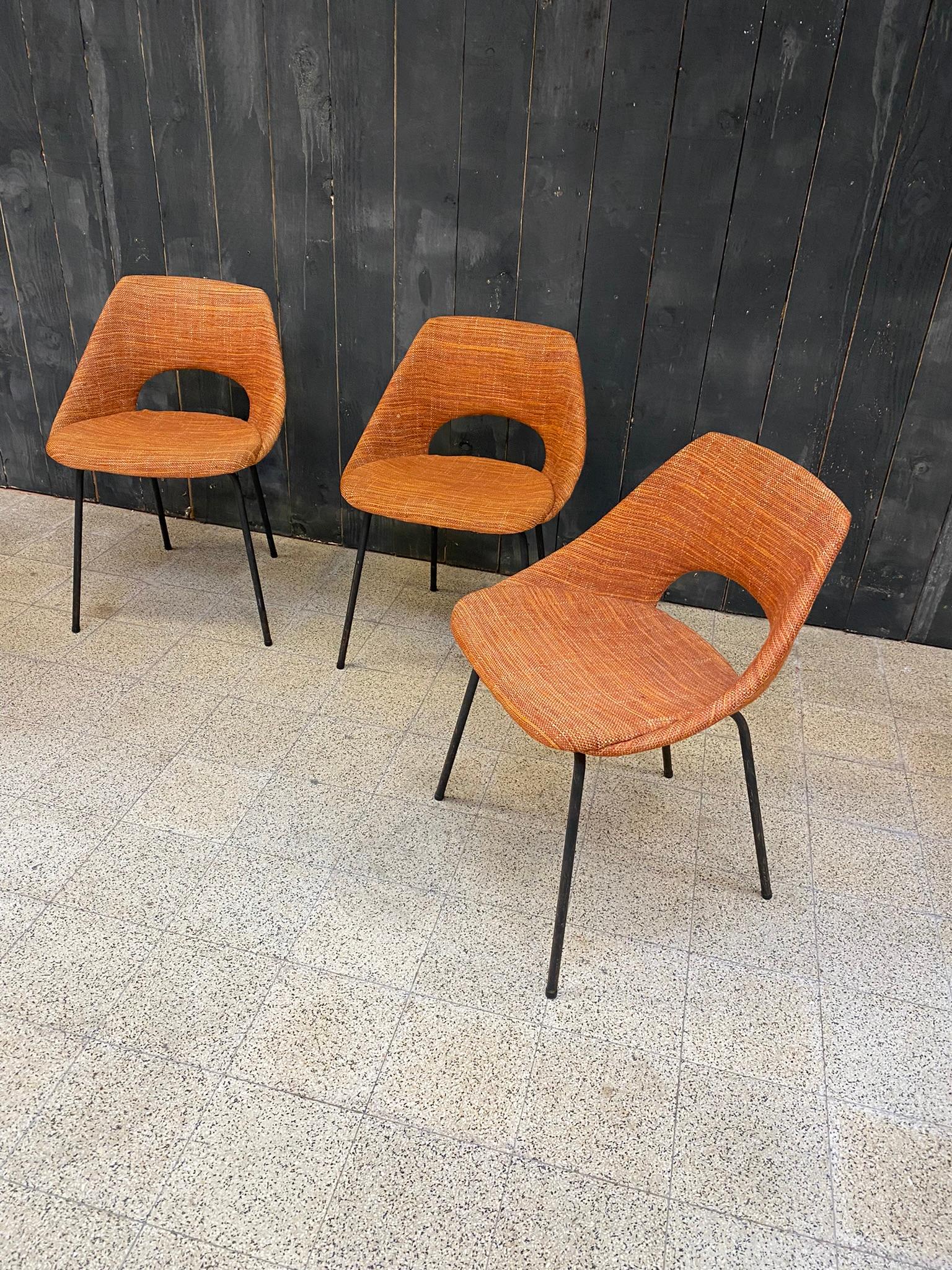 Mid-Century Modern 4 Vintage Chairs from the Reconstruction Period circa 1950 For Sale