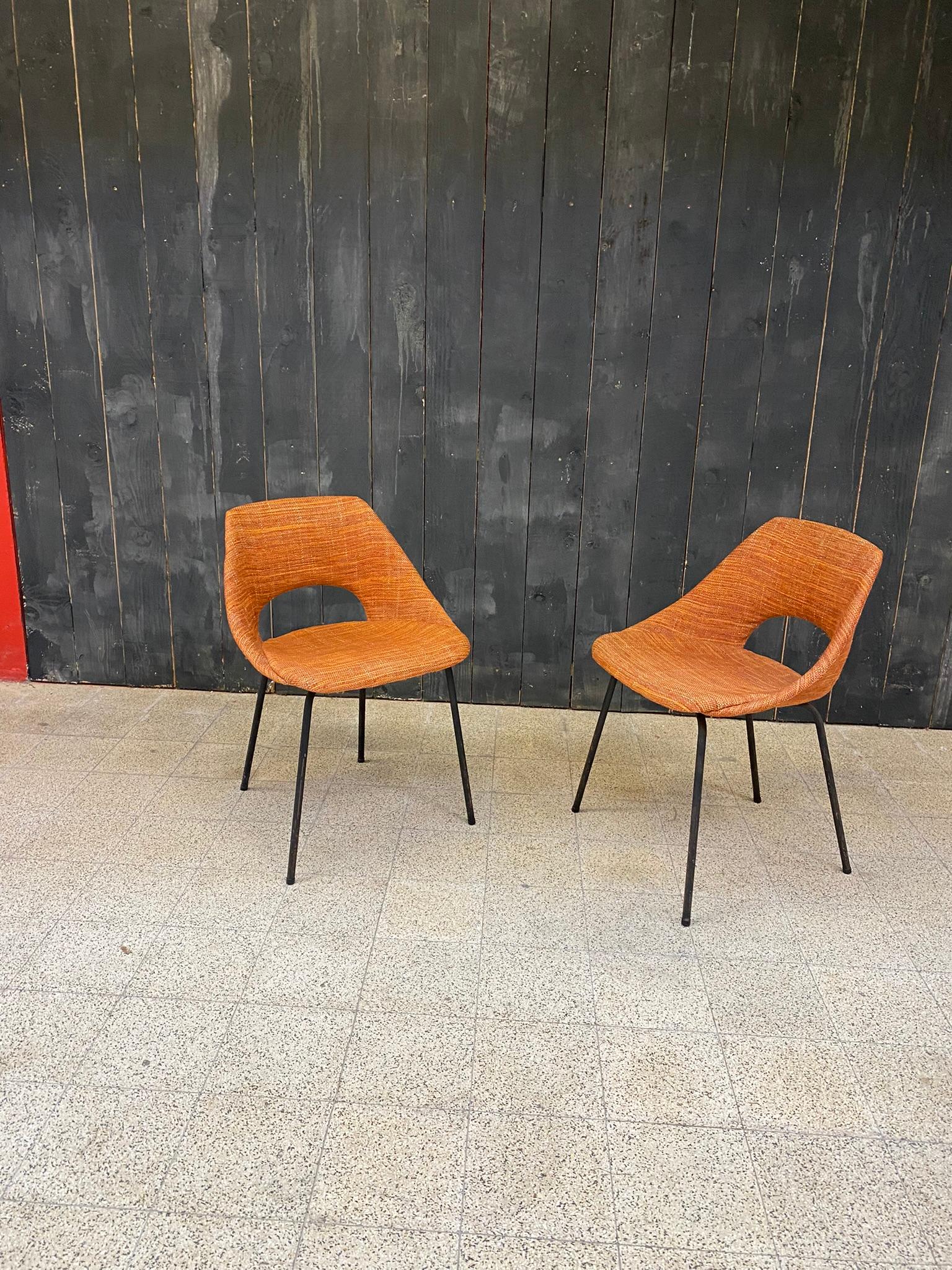 Lacquered 4 Vintage Chairs from the Reconstruction Period circa 1950 For Sale
