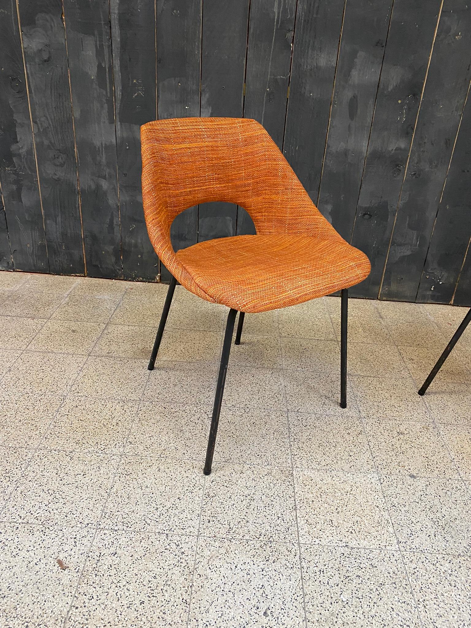 4 Vintage-Stühle aus der Rekonstruktionszeit um 1950 im Zustand „Gut“ im Angebot in Saint-Ouen, FR