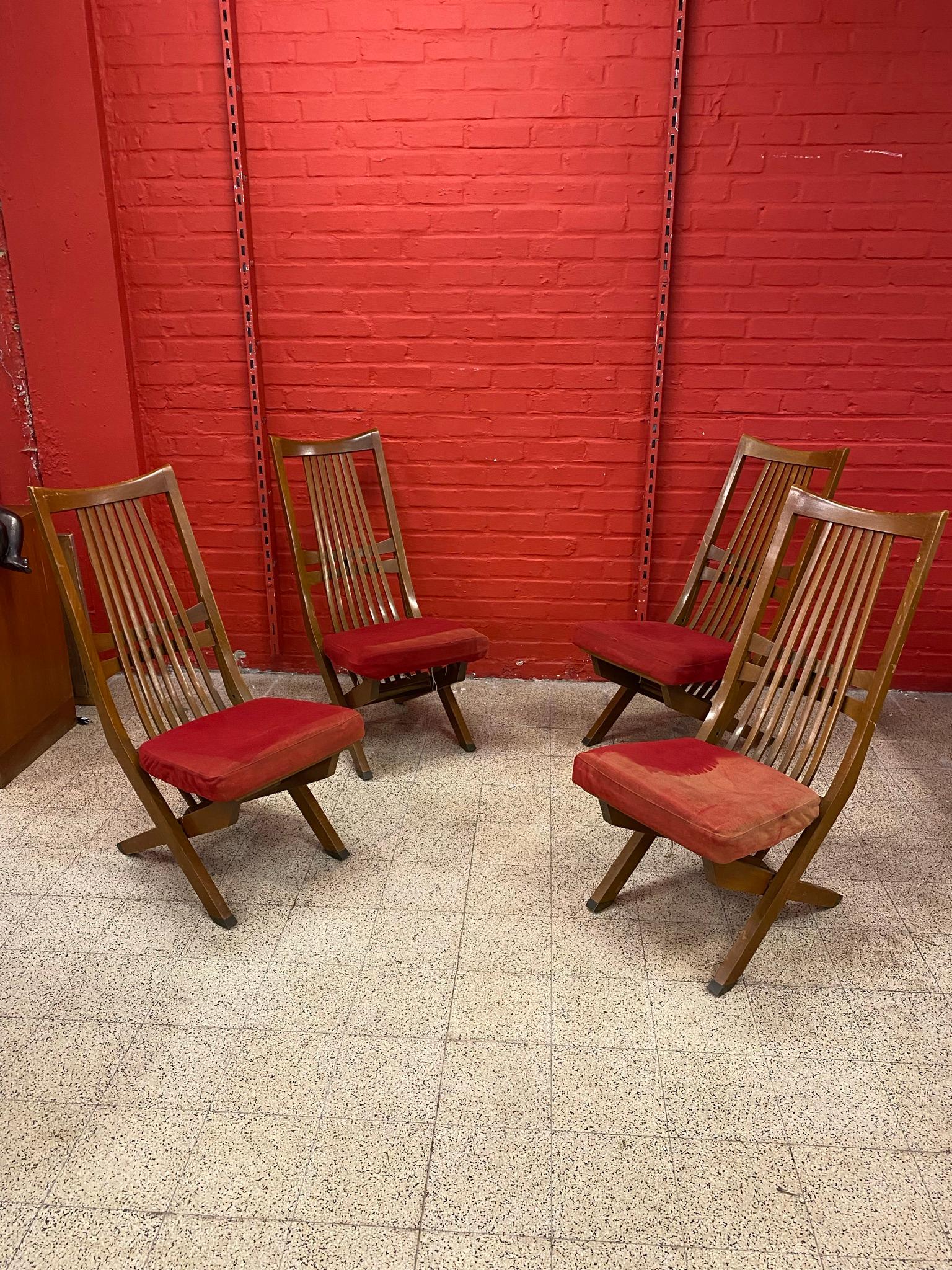 4 Chaises Vintage avec 3 positions Chaise haute, Chaise de cheminée, Chaise longue en vente 2