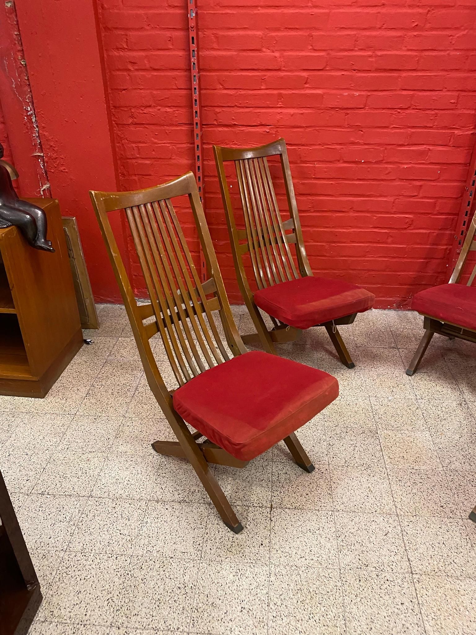 4 Chaises Vintage avec 3 positions Chaise haute, Chaise de cheminée, Chaise longue en vente 3