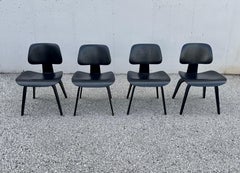 4 Vintage Charles & Ray Eames Ebonized Plywood DCW Chairs for Herman Miller