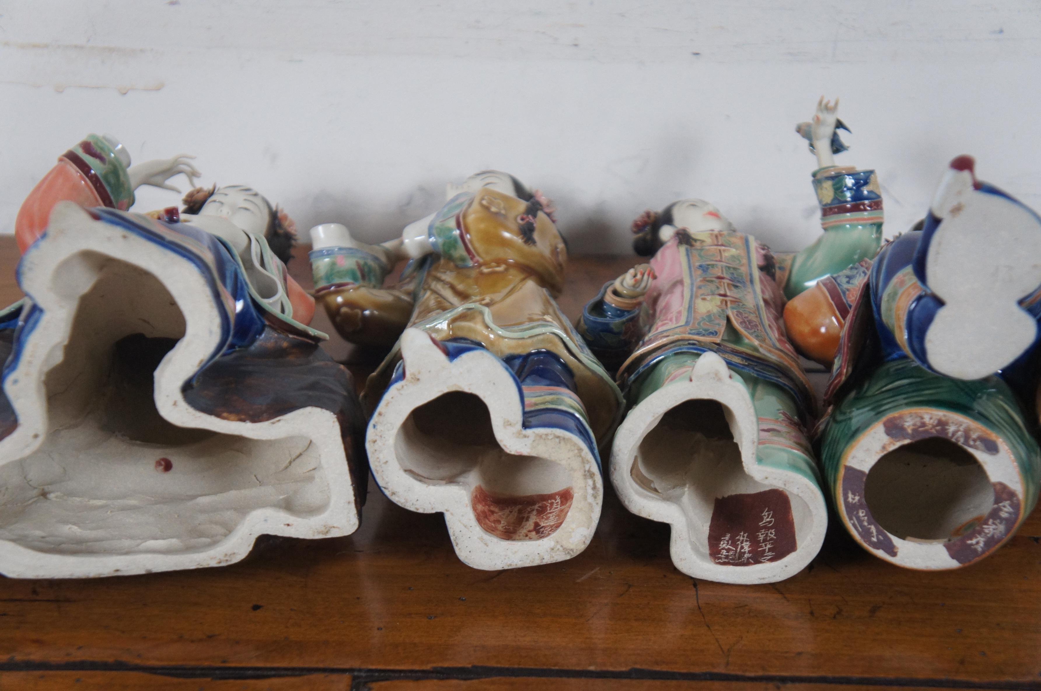 4 Vintage Chinese Shiwan Shinwa Porcelain Figurines Maiden Concubines Geisha 4