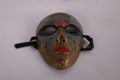 4 maschere di carnevale vintage in rame, super decorazioni degli anni '60