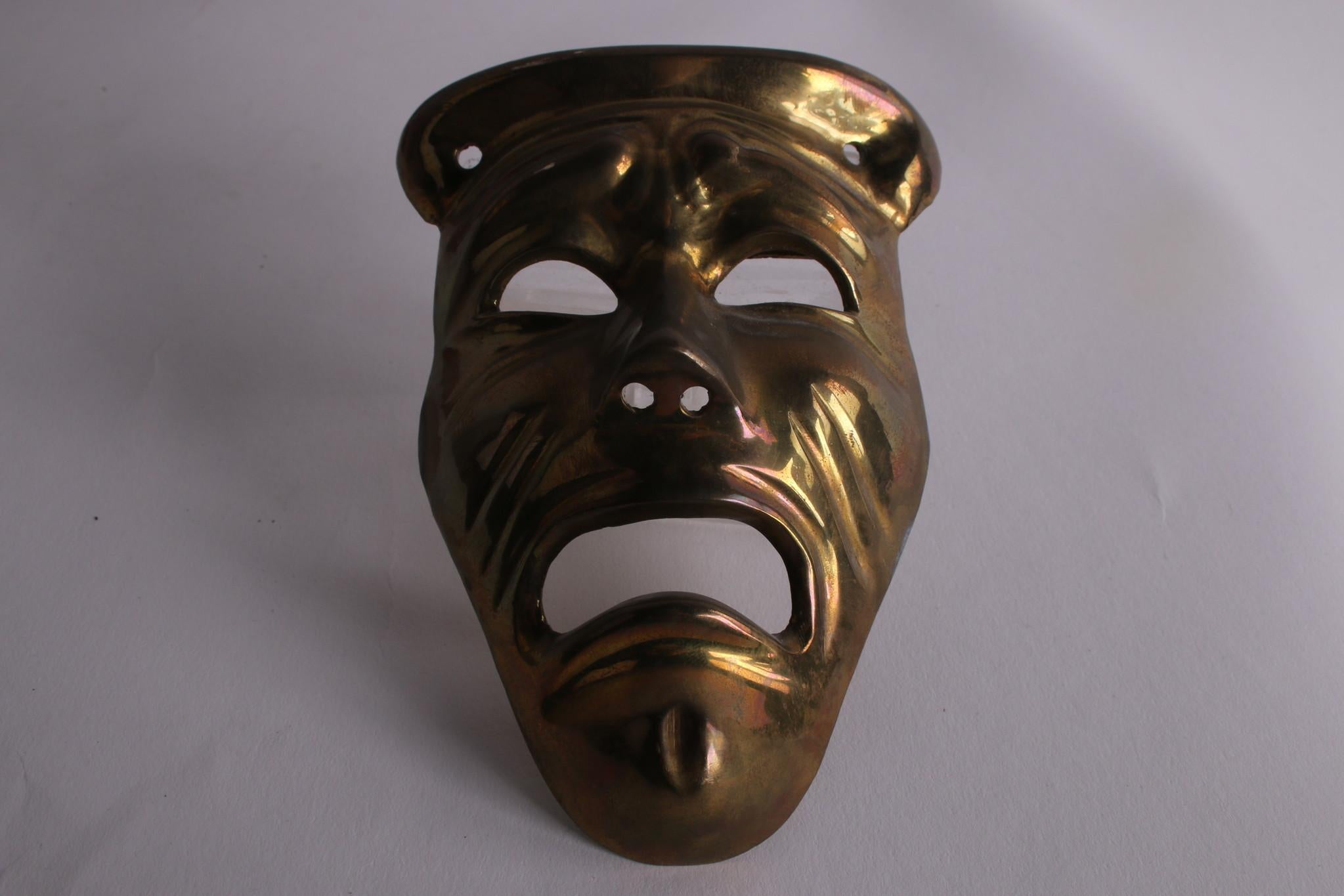 Sconosciuto 4 maschere di carnevale vintage in rame, super decorazioni degli anni '60