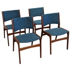 4 Vintage Danish Mid-Century 8 Erik Buch Dining Chairs Teal, '6765'