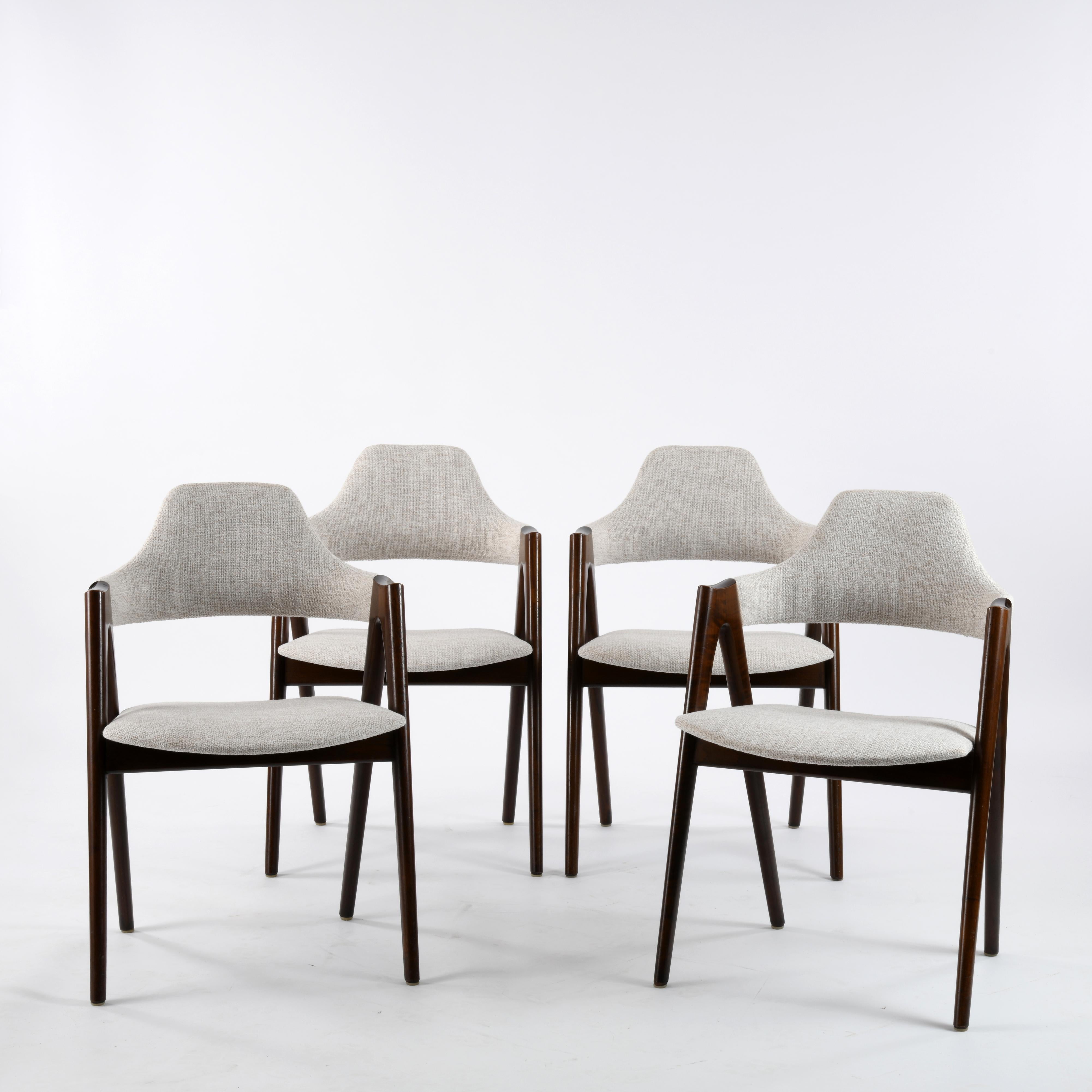 Mid-Century Modern 4 Vintage Dinning Teak Compas Chair Design Kai Kristiansen